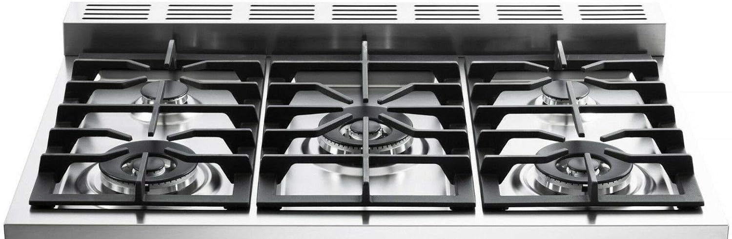 Verona Prestige Series VPFSGG365SS 36 inch All Gas Range Oven Freestanding 5 Sealed Burners Stainless Steel Storage Drawer Turbo Convection