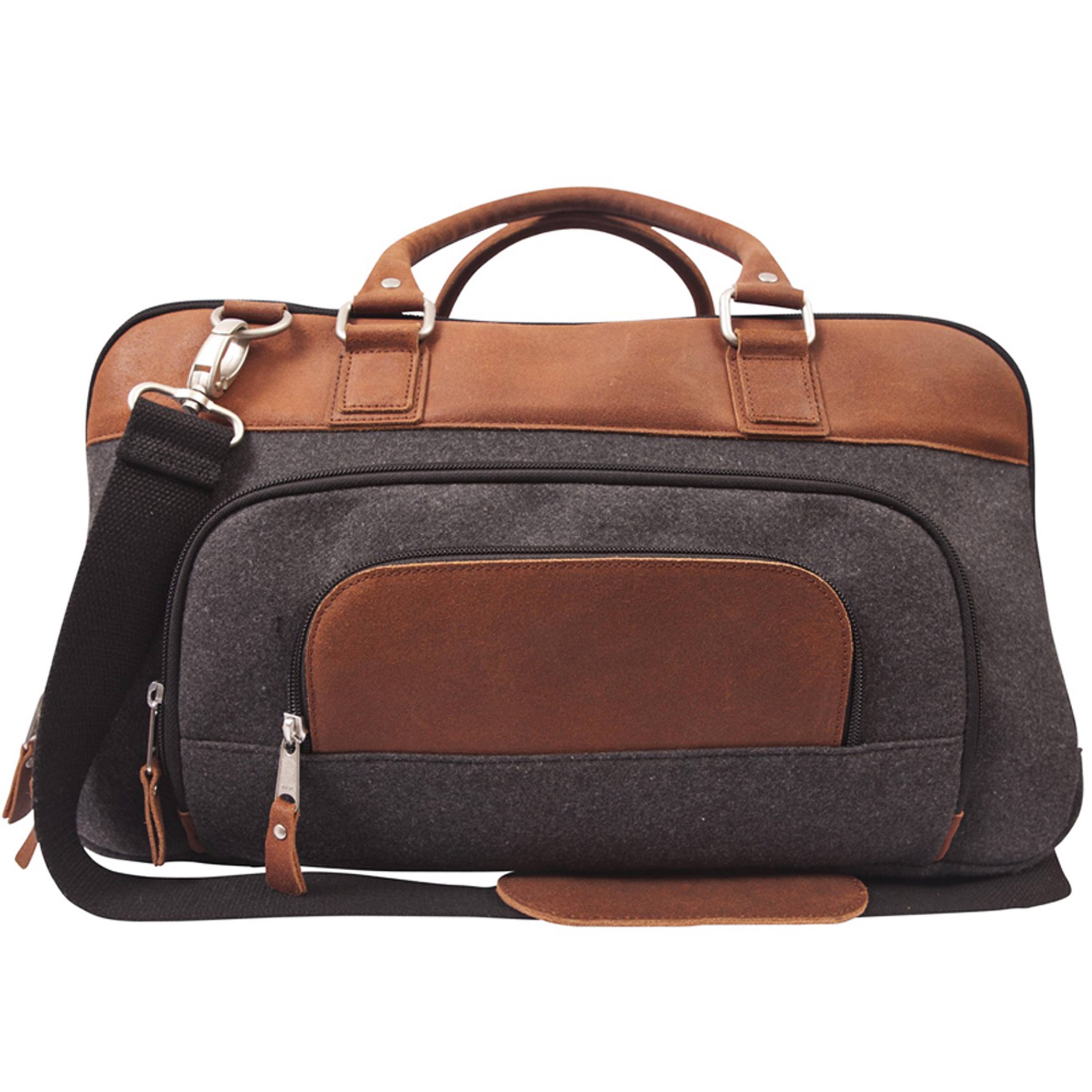 Canyon Outback Brody 18-inch Wool and Leather Duffel Bag - Grey and Tan