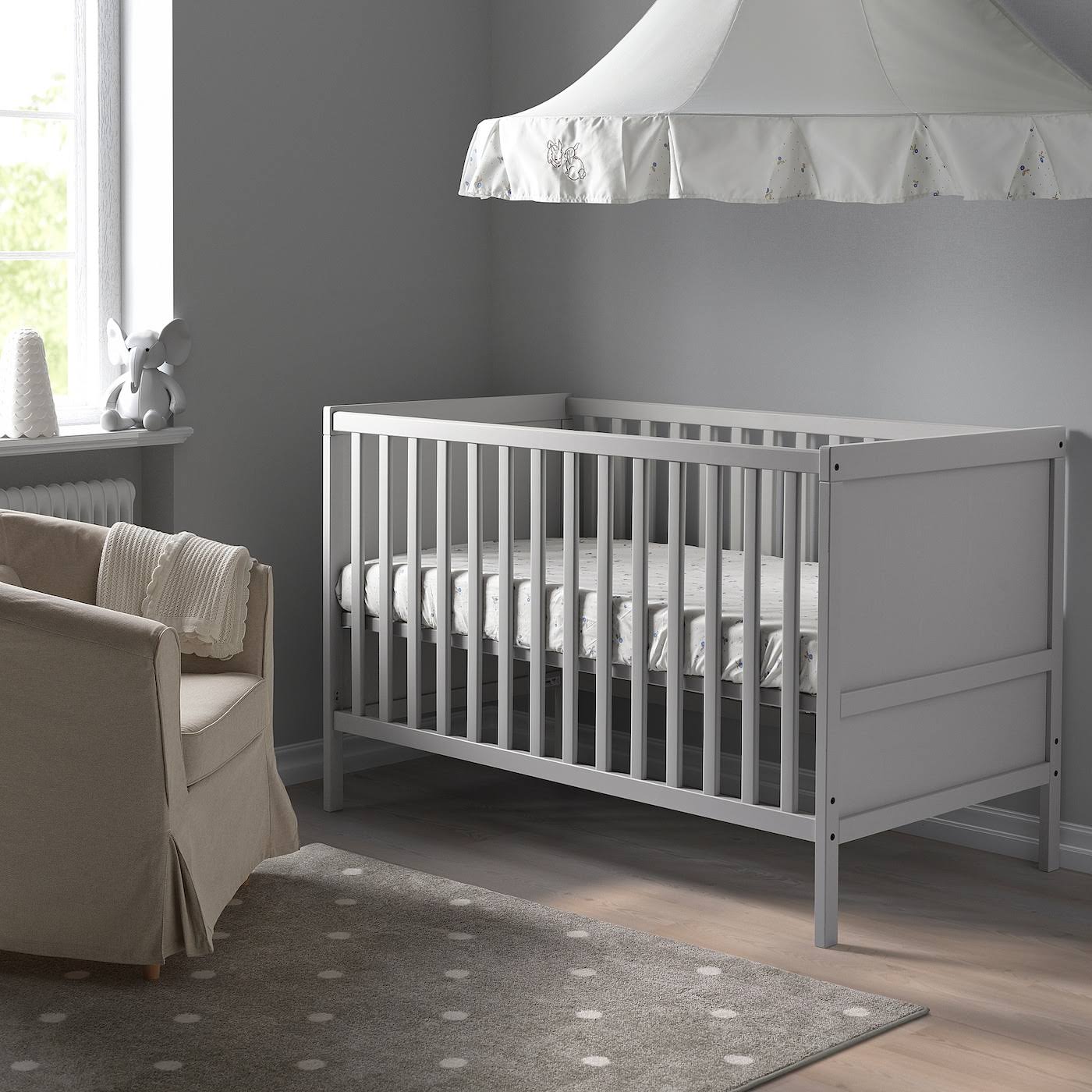 IKEA - SUNDVIK Crib, Gray, 27 1/2x52