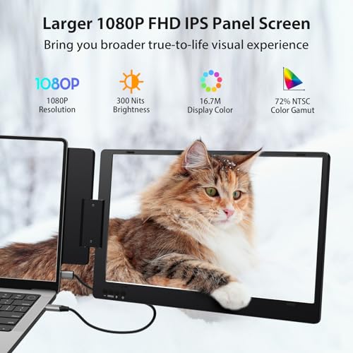 KYY Triple Portable Monitor for Laptop 14'' FHD 1080P USB-C Laptop Screen Extender HDR IPS Computer Display, Dual Monitor for Triple Screen Portable Monitor for Laptop (Mac, Wins, Android)