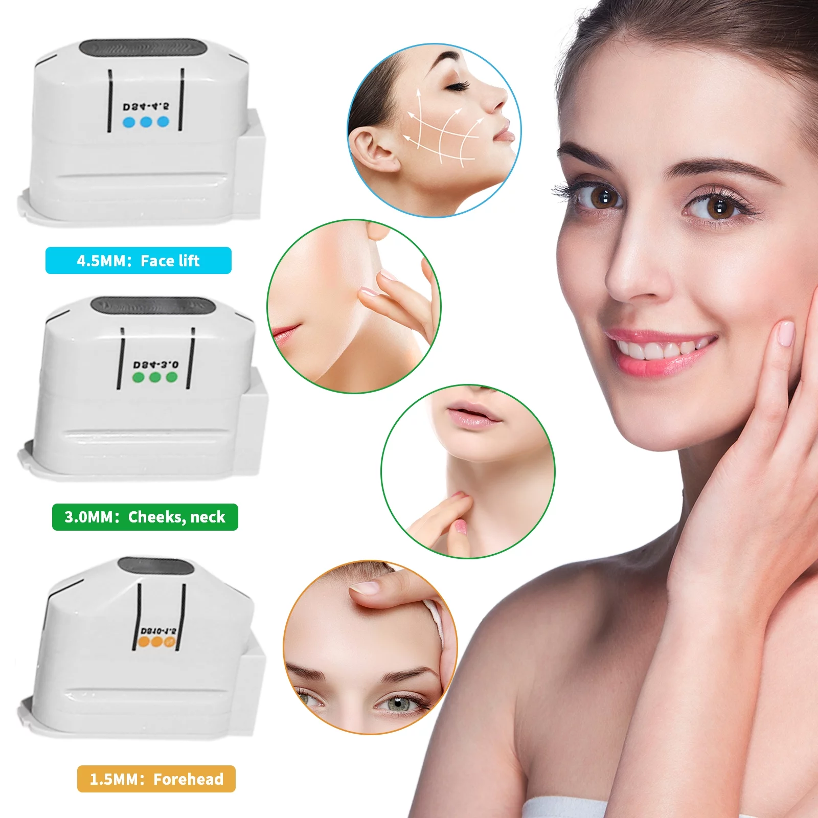 3-in-1 HIFU Machine for Face Skin Tightening Machine with 3 Cartidges Face and Neck Lifting Anti-aging Fade Wrinkle