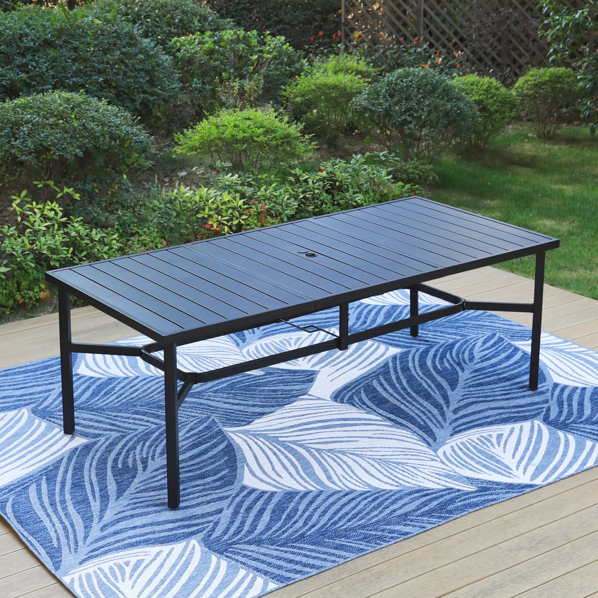 MF Studio 9-Piece Outdoor Dining Set with High-Back Sling Chairs & Large Table for 8-Person, Black & Gray