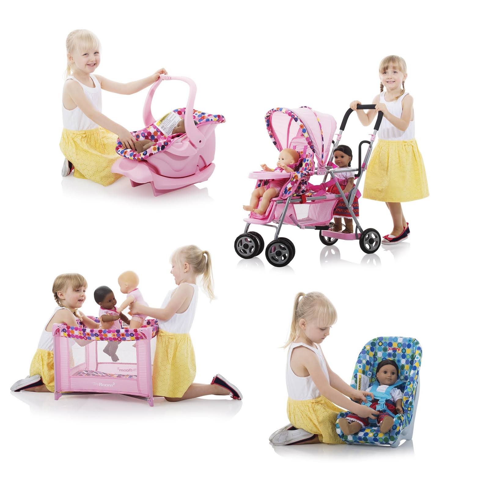 Joovy Doll Toy Car Seat - Pink Dot