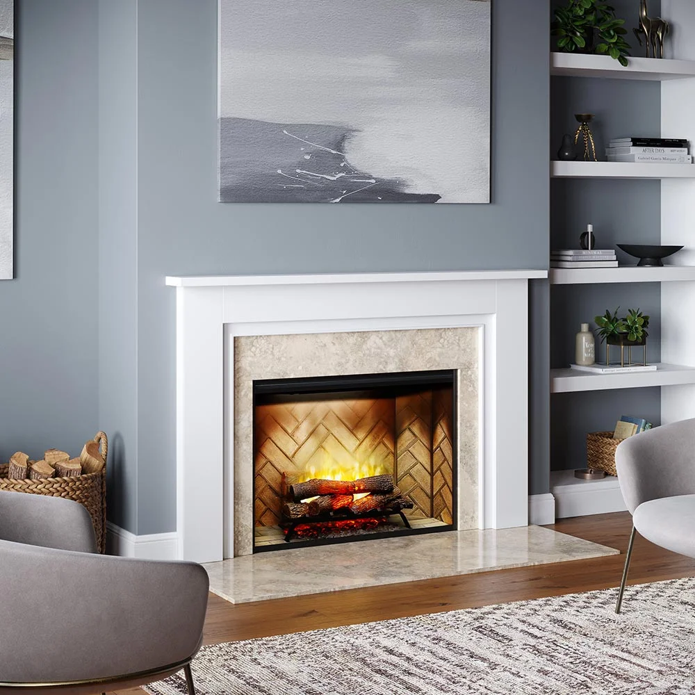Mantels Direct Essex 52" W x 39" H Wood Fireplace Mantel Surround Kit with Shelf and Trim - White