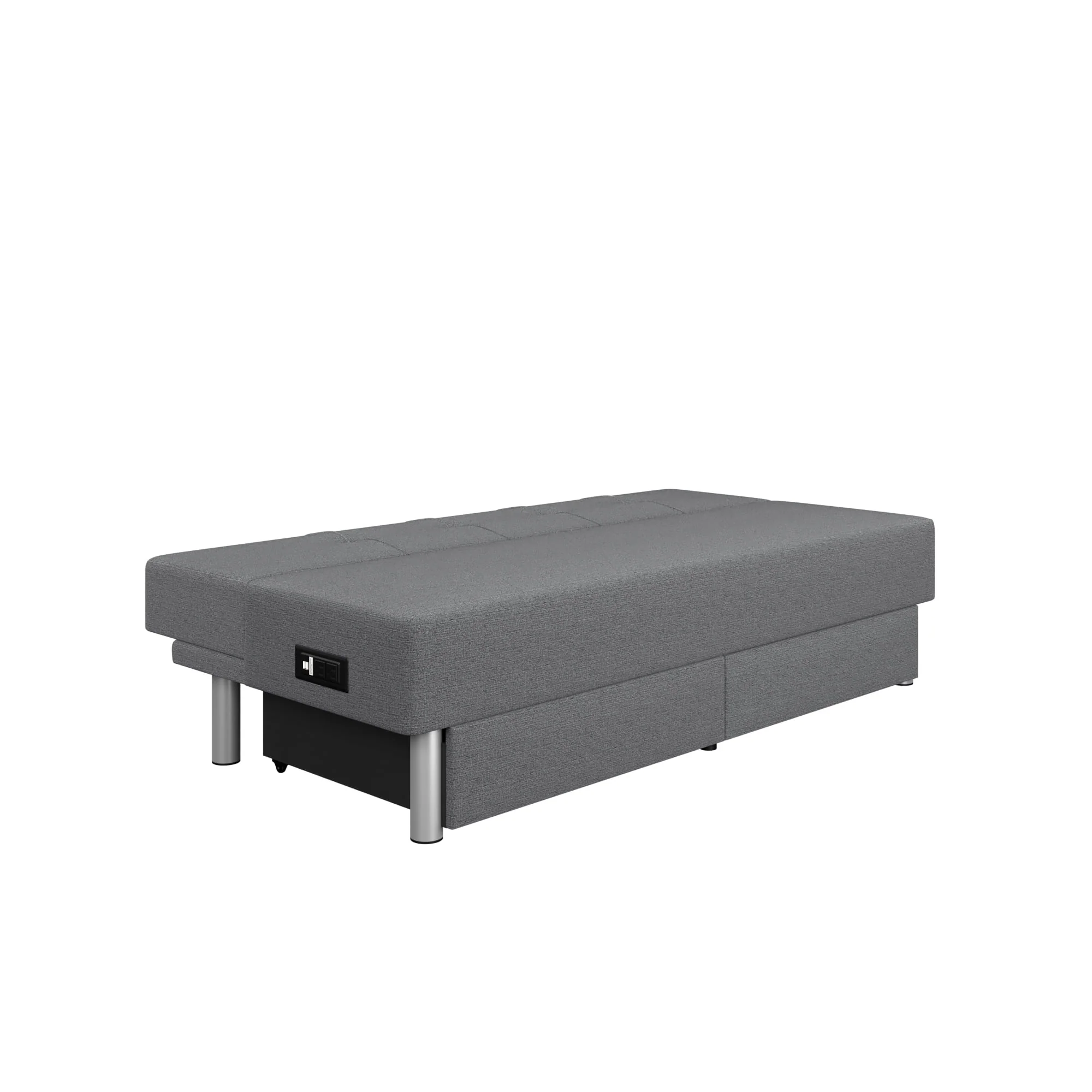 Serta Windsor Futon with Storage and Power, Gray Fabric