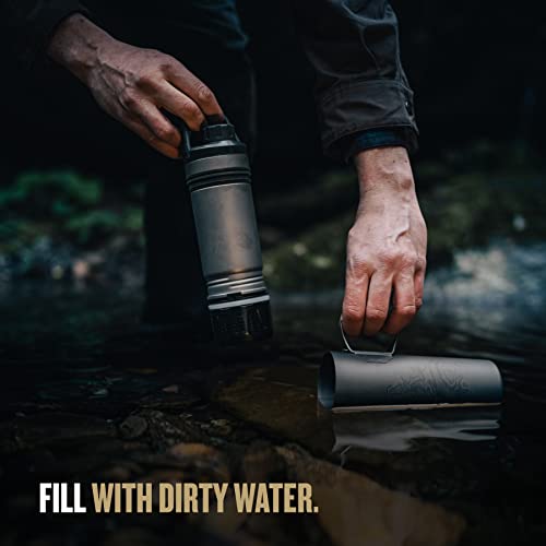 GRAYL UltraPress Titanium 16.9 oz Water Purifier & Filter Bottle for Hiking, Backpacking, Survival, Bushcraft, Travel