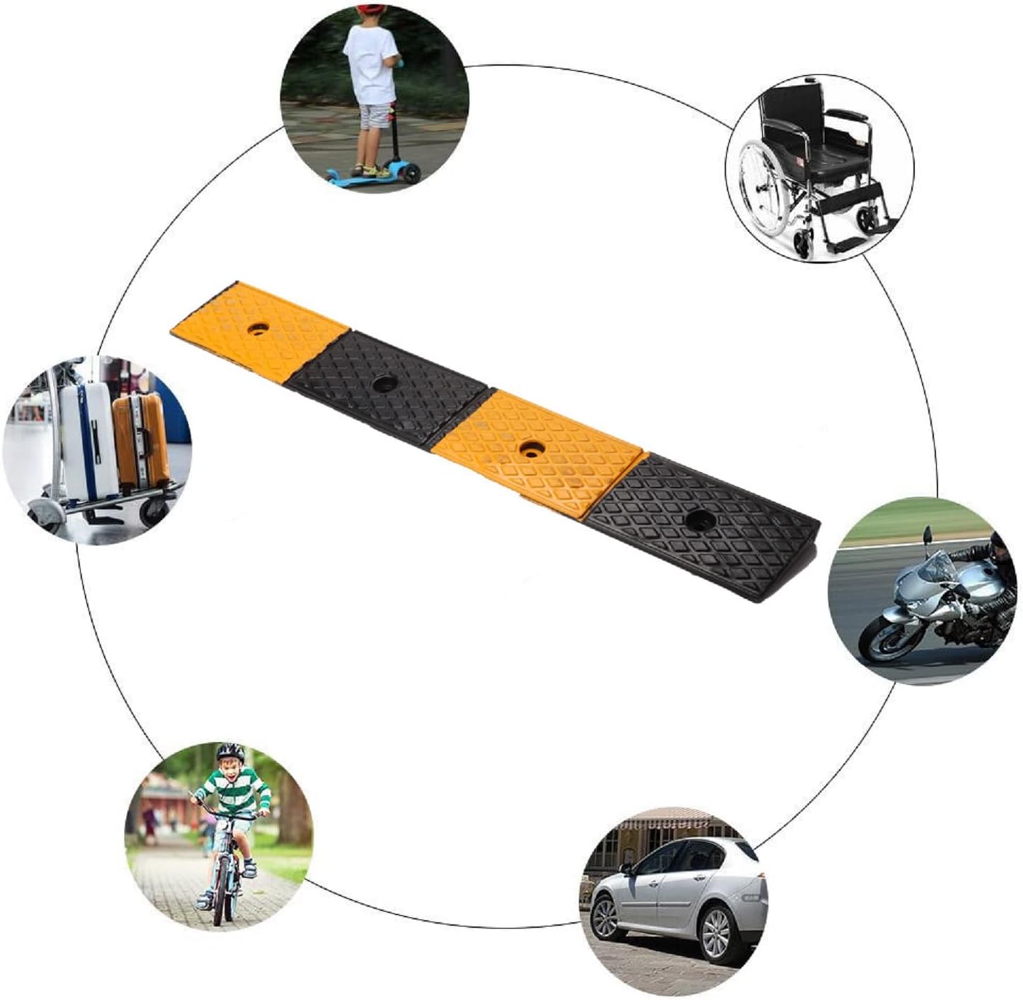 2 Rubber Curb Ramps Heavy Duty Driveway Curb Ramp 10 Ton Car Slope Ramp for Sidewalk Cars RV Trucks Shed Access Bike Pets Scooter Wheelchair 39.3*5.9*2inch