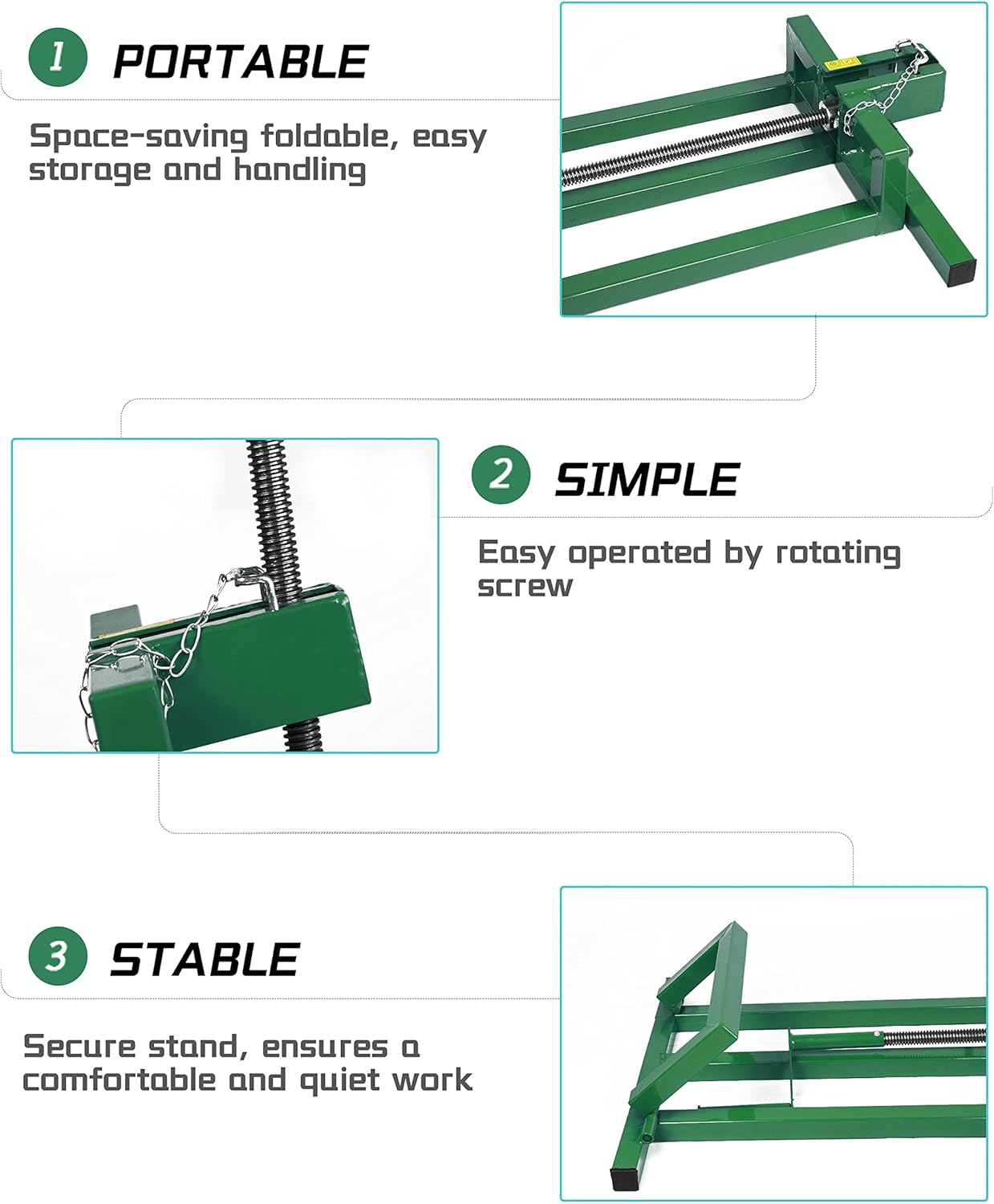 CAROOZE Lawn Mower Jack Lift Heavy Duty Tractor Wheel Lifting Tool Garden High Duty Holder Loading Capacity up to 300lbs Green Steel