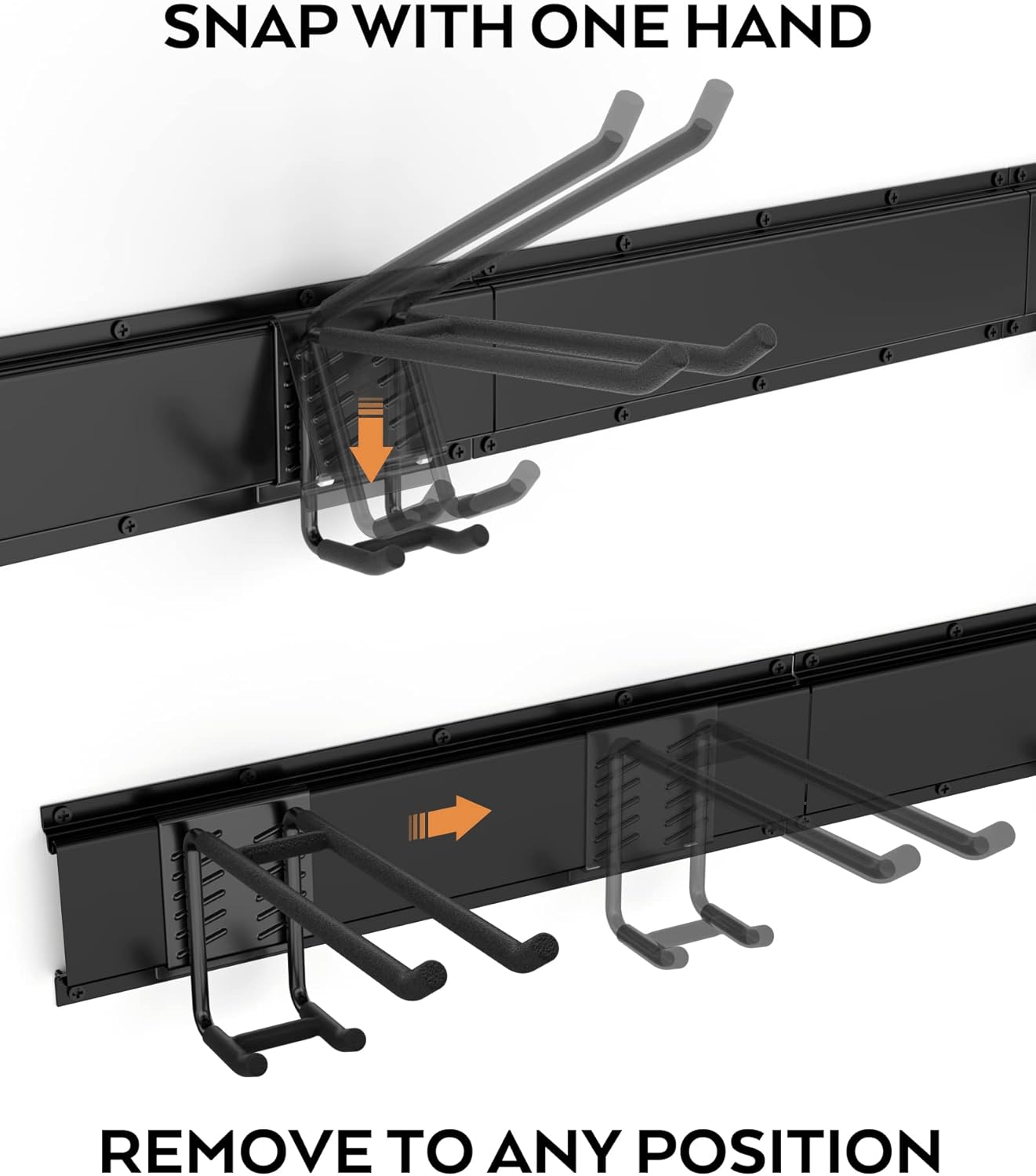 INCLY Garage Storage, Wall Mounted Garden tool Organizer Systems, 48 Inch Heavy Duty Tool Storage Rack for Garage Wall with 6 Adjustable Hooks and 3 Rails Pack of 2
