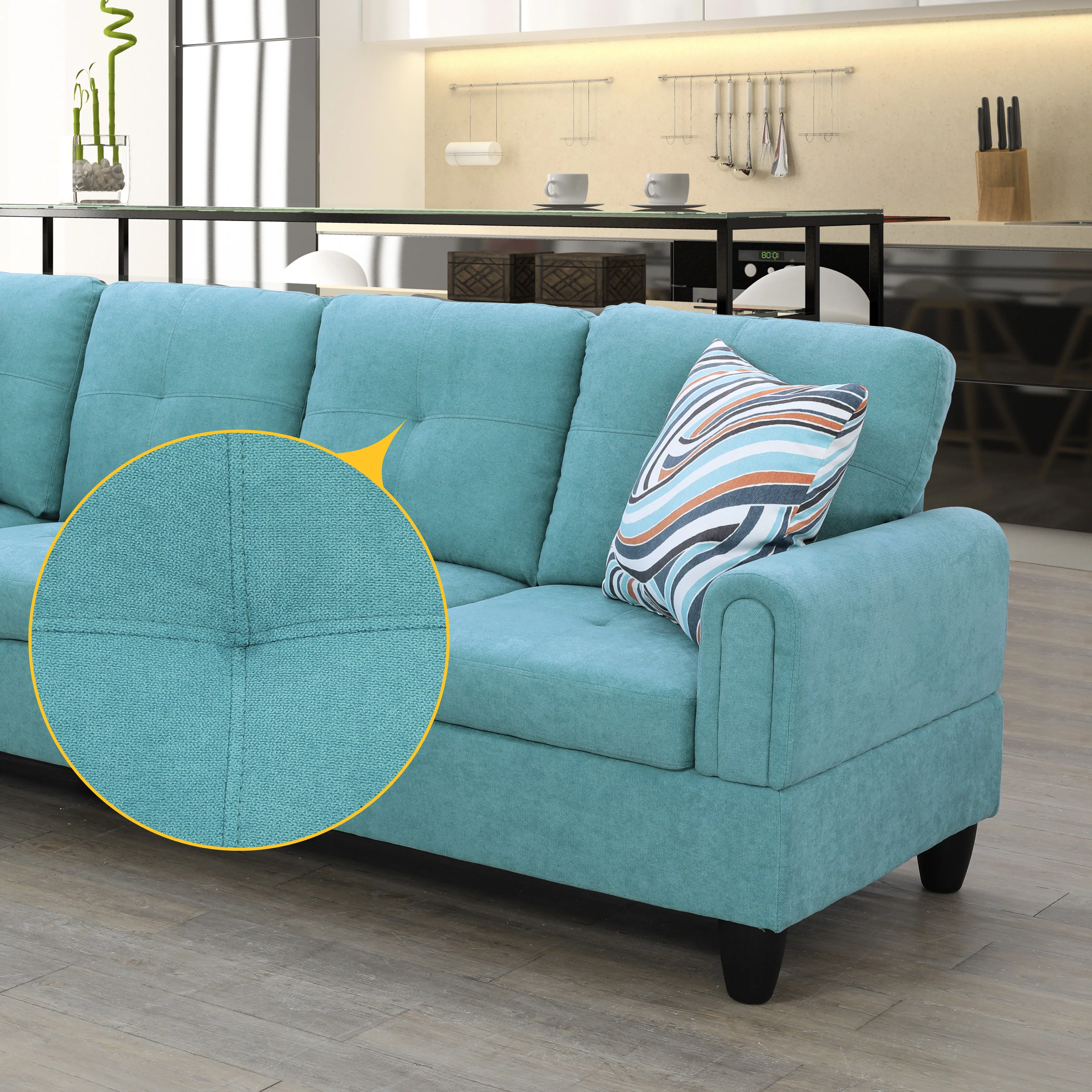 PonLiving 3 - Piece Upholstered Sectional Left Hand Facing