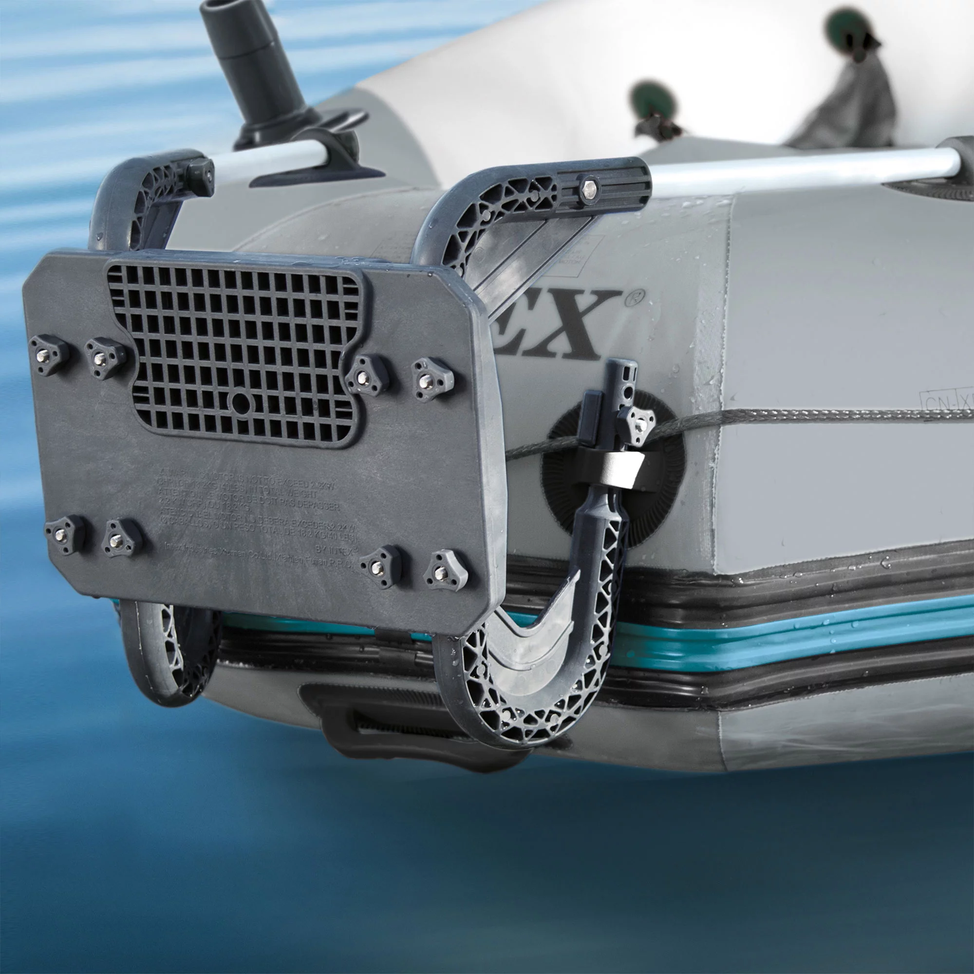Intex 5 Person Inflatable Boat Set, Trolling Motor, & Boat Motor Mount Kit