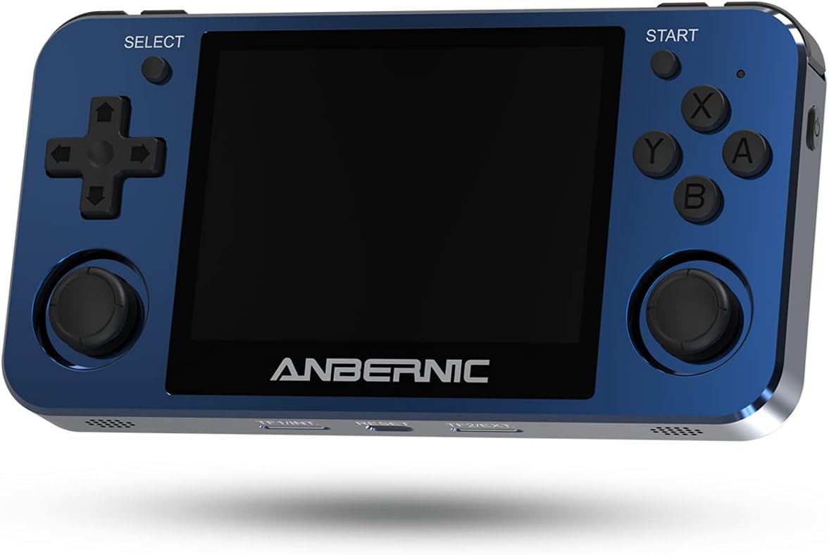 HAIHUANG RG351MP Handheld Game Console 3.5 Inch OCA Fully Fitted Screen Open source Linux system wit 2400 Classic Games, Support Wifi Battle and TF card Expansion Built-in 3500mAh Battery (Ocean Blue)