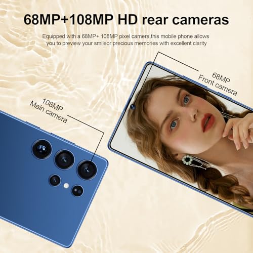 I25 Ultra Unlocked Android Phone 6.99" AMOLED 7000mAh Long-Lasting | Snapdragon 8 Gen3 | 8GB RAM+256GB | 68MP+108MP Pro Camera | Face Unlock + Stylus | Android 14 System (Blue)