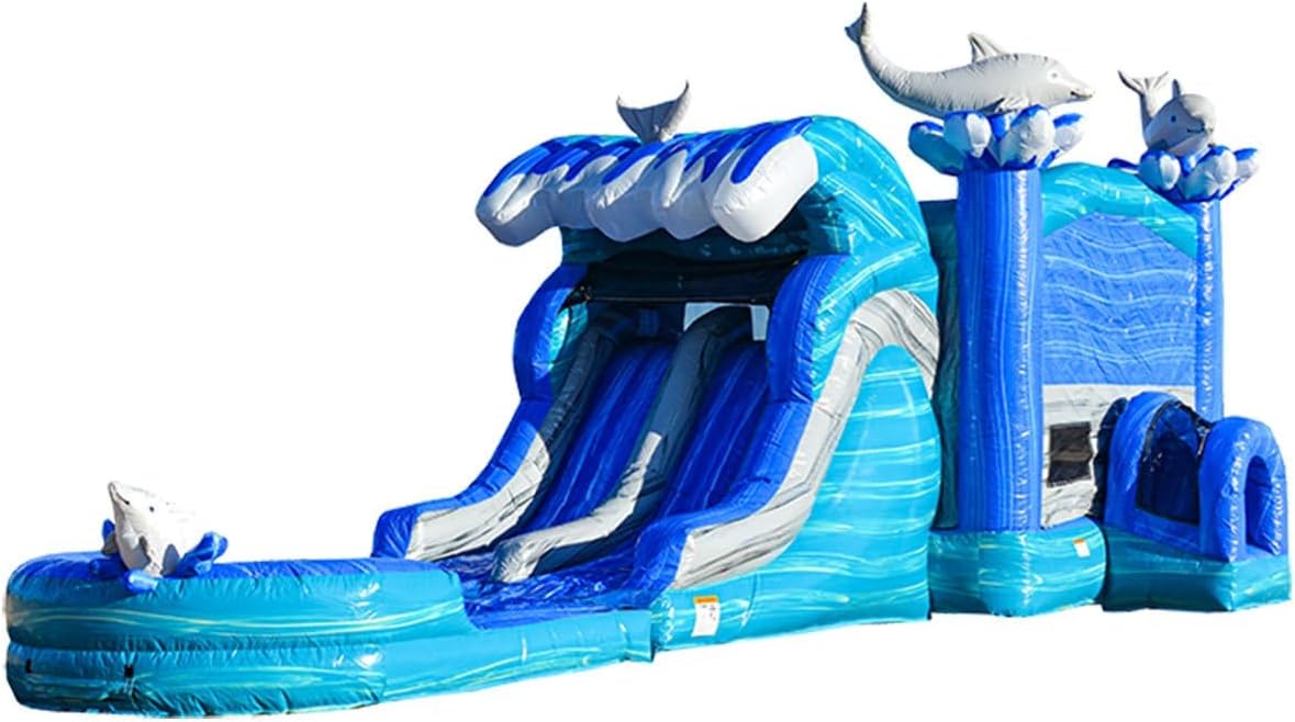 JumpOrange Outdoor Commercial Grade Inflatable Bounce House Water Slide with Pool for Kids and Adults