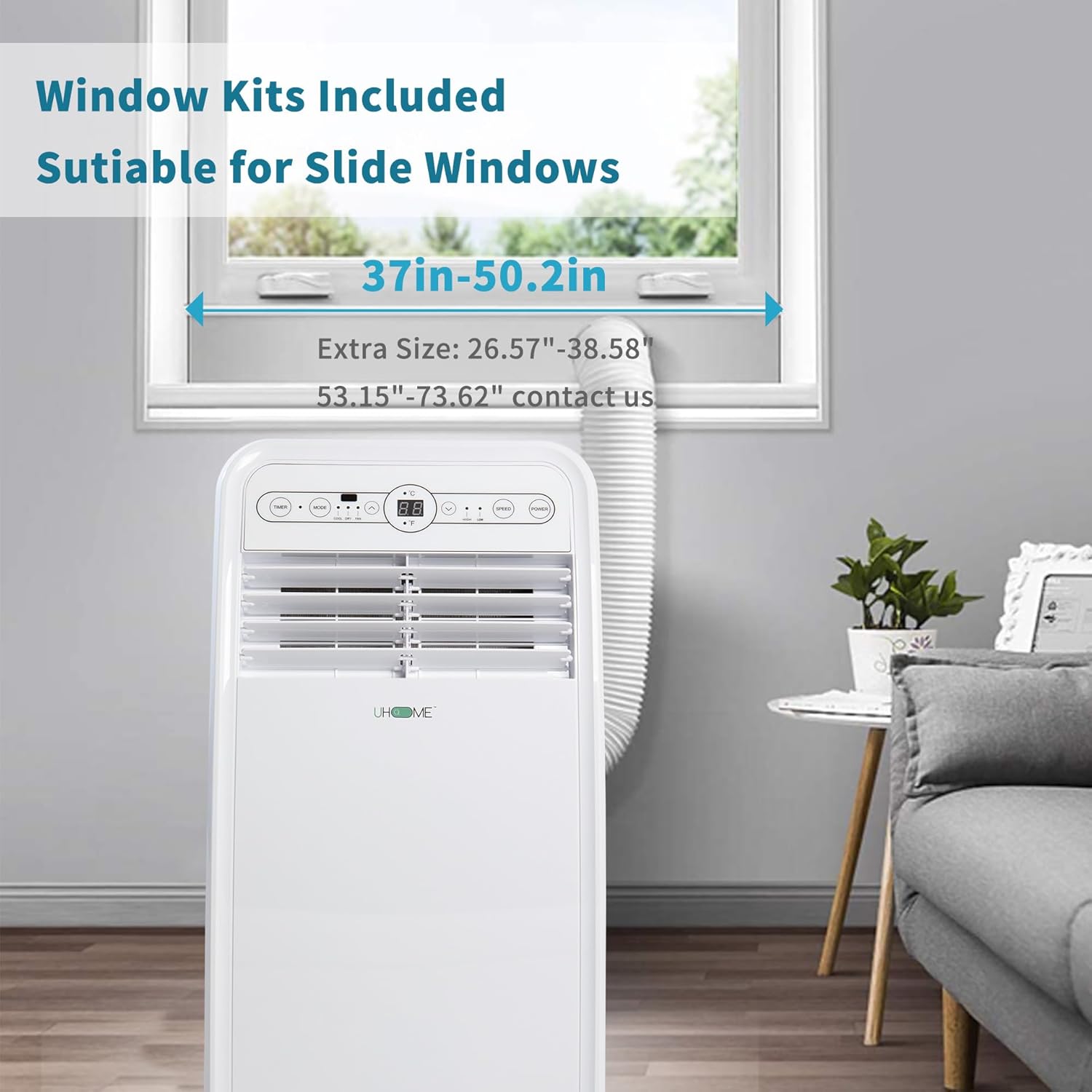 8000 BTU Portable Air Conditioner, 3-in-1 function Portable AC unit with Cooling, Dehumidifier, Fan, White, 24H Timer