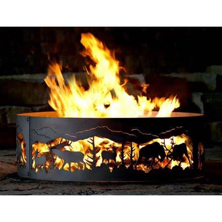Fighting Elk Campfire Fire Ring All Steel 30 in. Dia.