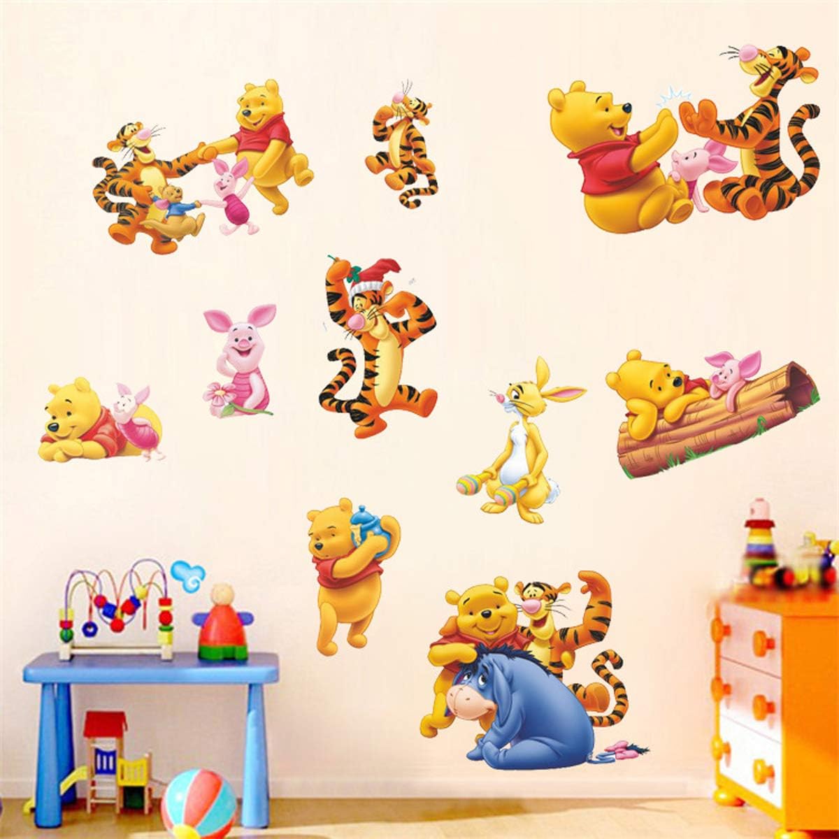 Winnie The Pooh Sticker Children's Cartoon Bedroom Background Wall Decoration Self-Adhesive Wall Sticker PVC Pack of 2