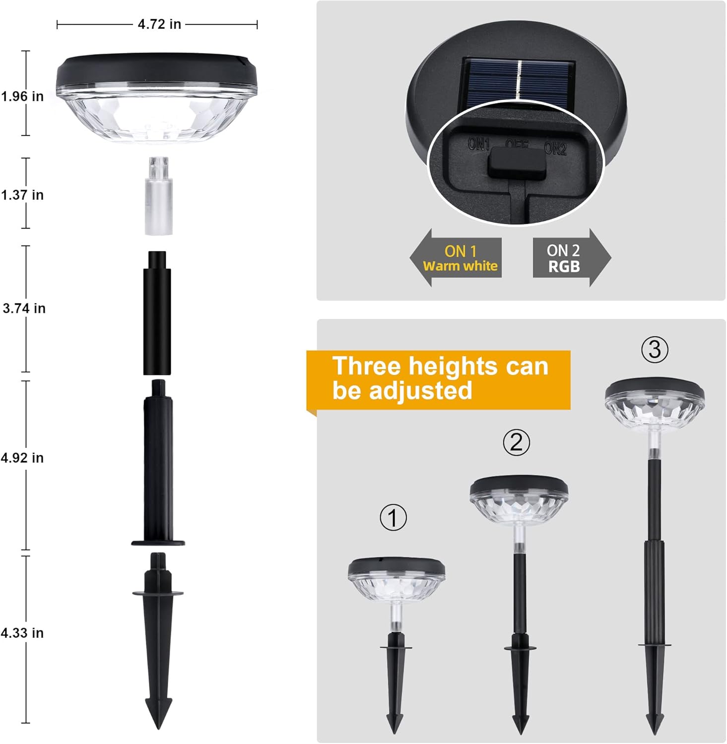 FEELIGHT Solar Pathway Lights, Garden Lights Solar Powered Waterproof IP67, Bright LED Solar Outdoor Landscape Lighting Solar Pathway Lights for Walkway Yard Backyard Lawn Landscape Decorative (6PC)