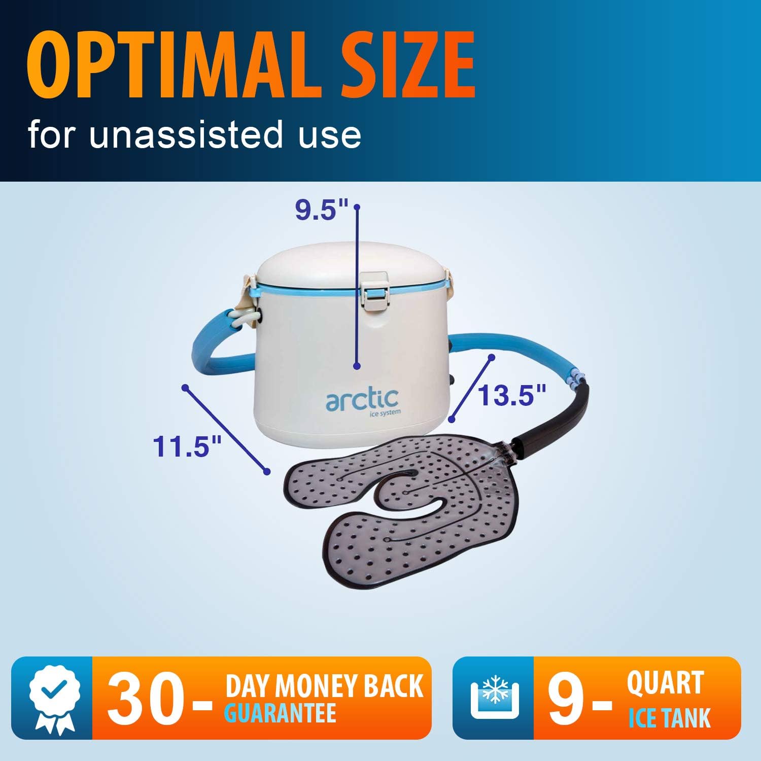 Cryotherapy - Circulating Personal Cold Water Therapy Ice Machine by Arctic Ice &ndash;with Universal Pad for Knee, Elbow, Shoulder, Back Pain, Swelling, Sprains, Inflammation, Injuries, Post Surgery Care