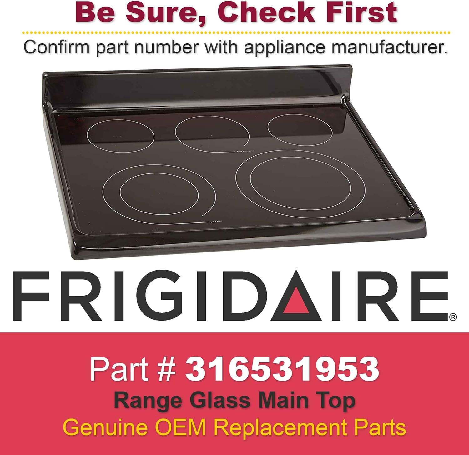 Frigidaire 316531953 Glass Cooktop Range/Stove/Oven