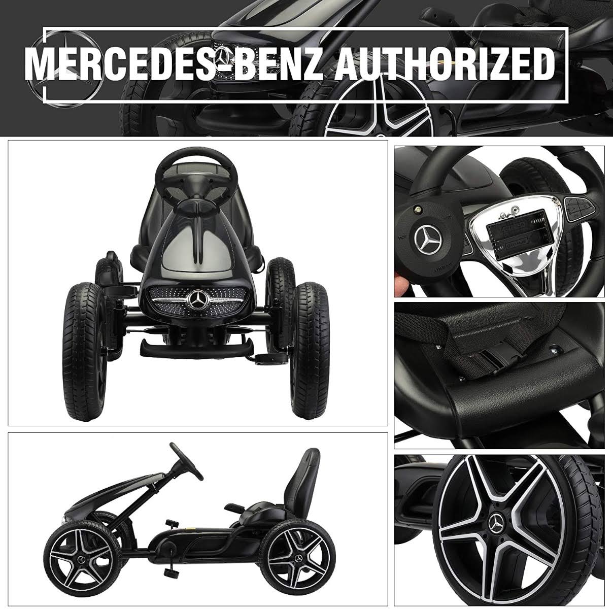 Mercedes Benz Kids Go Kart Ride on Car for Children, Black