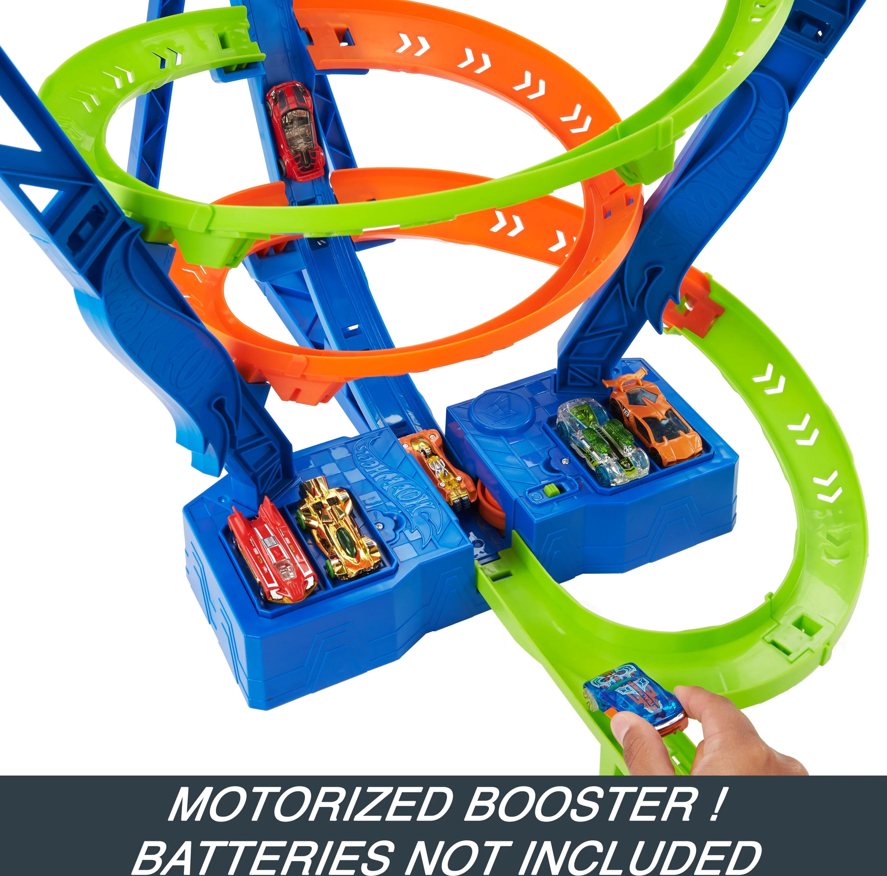 Hot Wheels Action Spiral Speed Crash Track Set with Motorized Booster & 1:64 Scale Toy Car