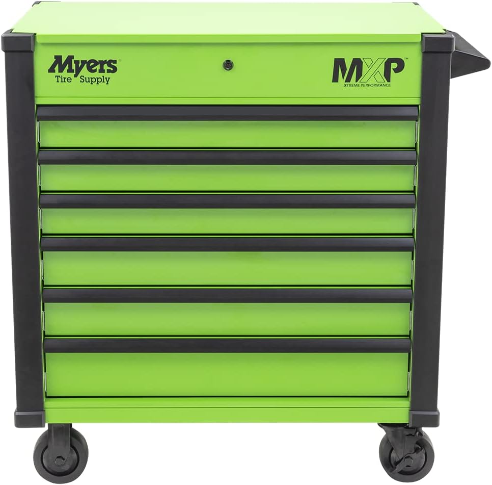 Myers Tire Supply MXP Tool Chest, Heavy Duty Rolling Tool Box, 5 Drawer Cart with Top Storage Compartment, Locking System, & Power Strip, Tool Organizer for Mechanics & DIY (Slide Top)