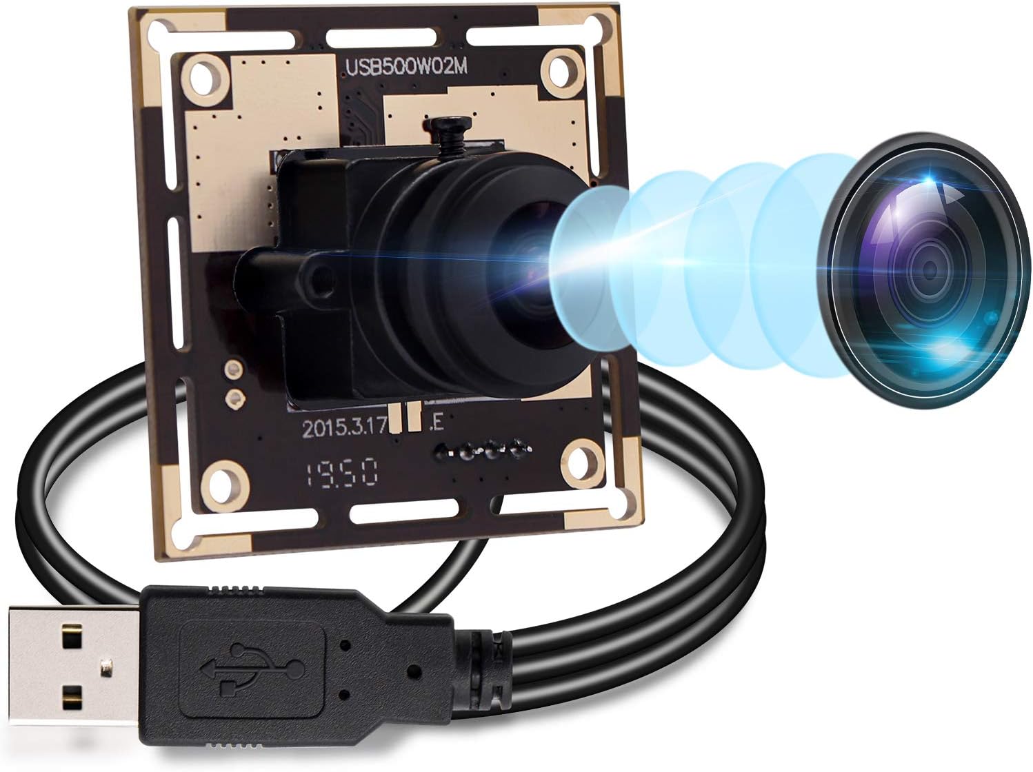 Autofocus 5 Megapixel USB Camera Module with 170 Degree Fisheye Lens HD 2592X1944 USB Webcamera with CMOS OV5640 Sensor USB with Camera,Mini Webcam for Windows Mac Andriod Linux,Plug&Play