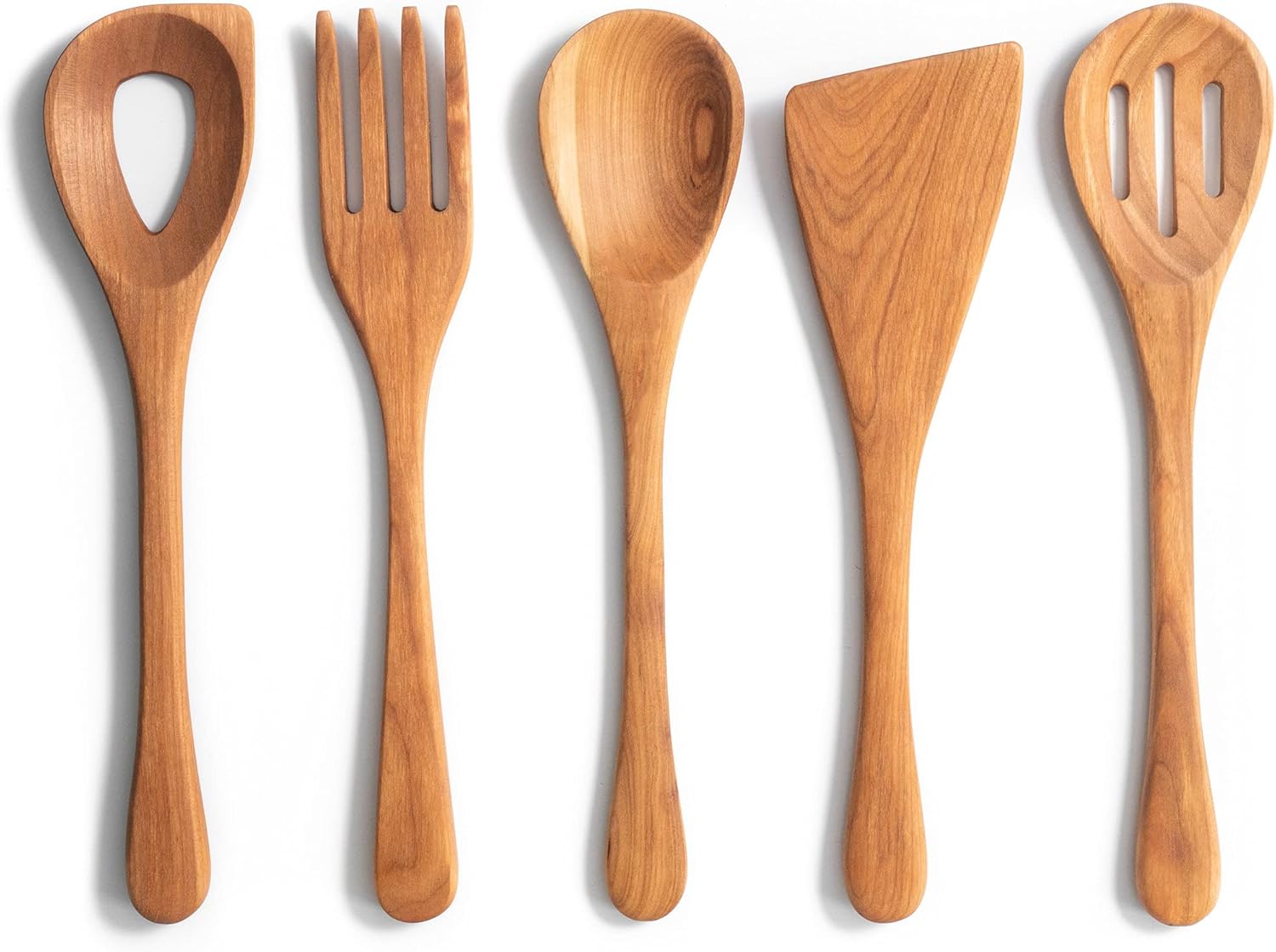 Lancaster Cast Iron 5 Piece Kitchen Utensil Set - Handmade Wooden Cooking Utensils Made in the USA