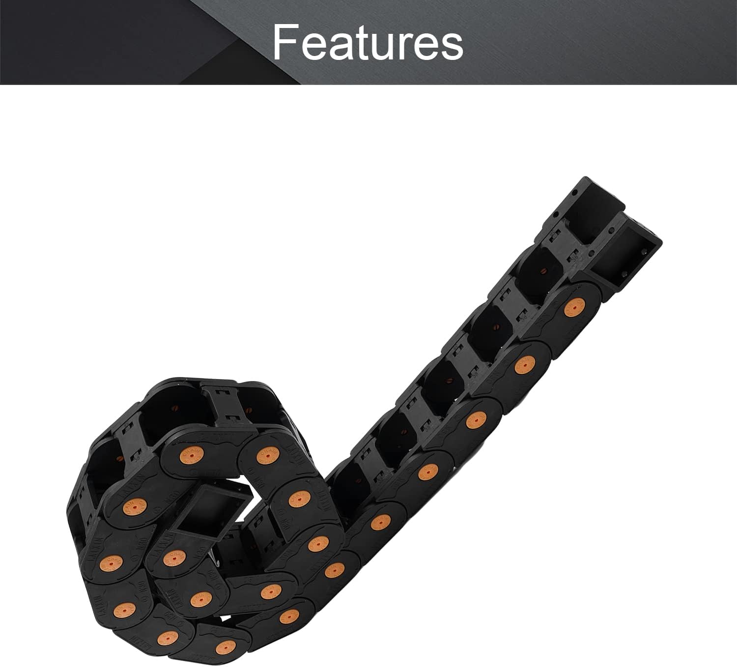 Fielect Drag Chain Cable Carrier Open Type with End Connectors R100 35X100mm 1 Meter Plastic for Electrical CNC Router Machines Black 1Pcs