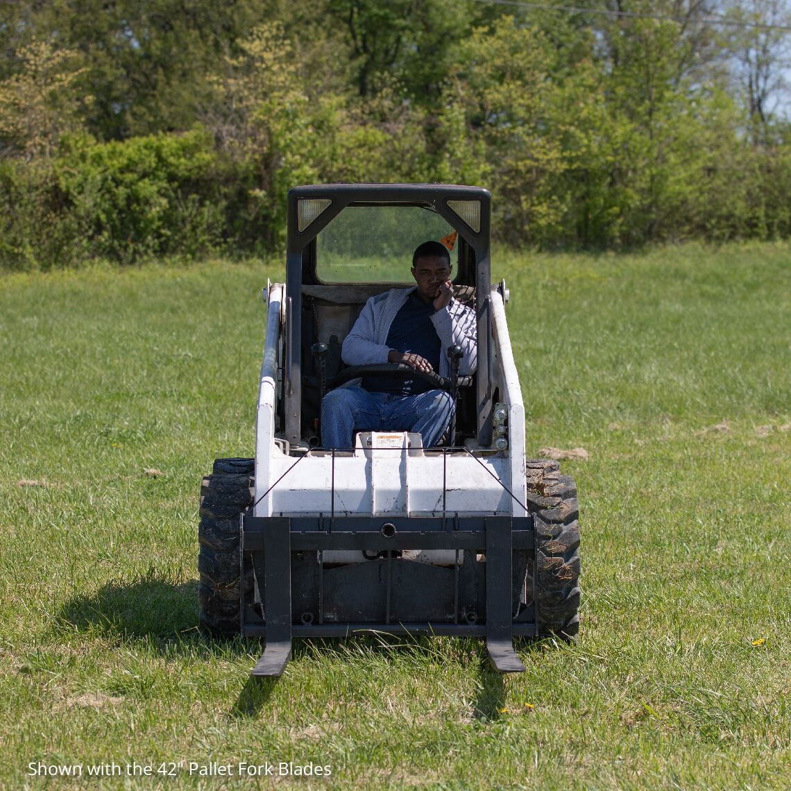 Titan Attachments 48-in Skid Steer Pallet Fork Frame Attachment, 48" Fork Blades, Rate 4,000 LB, Quick Tach Tractor