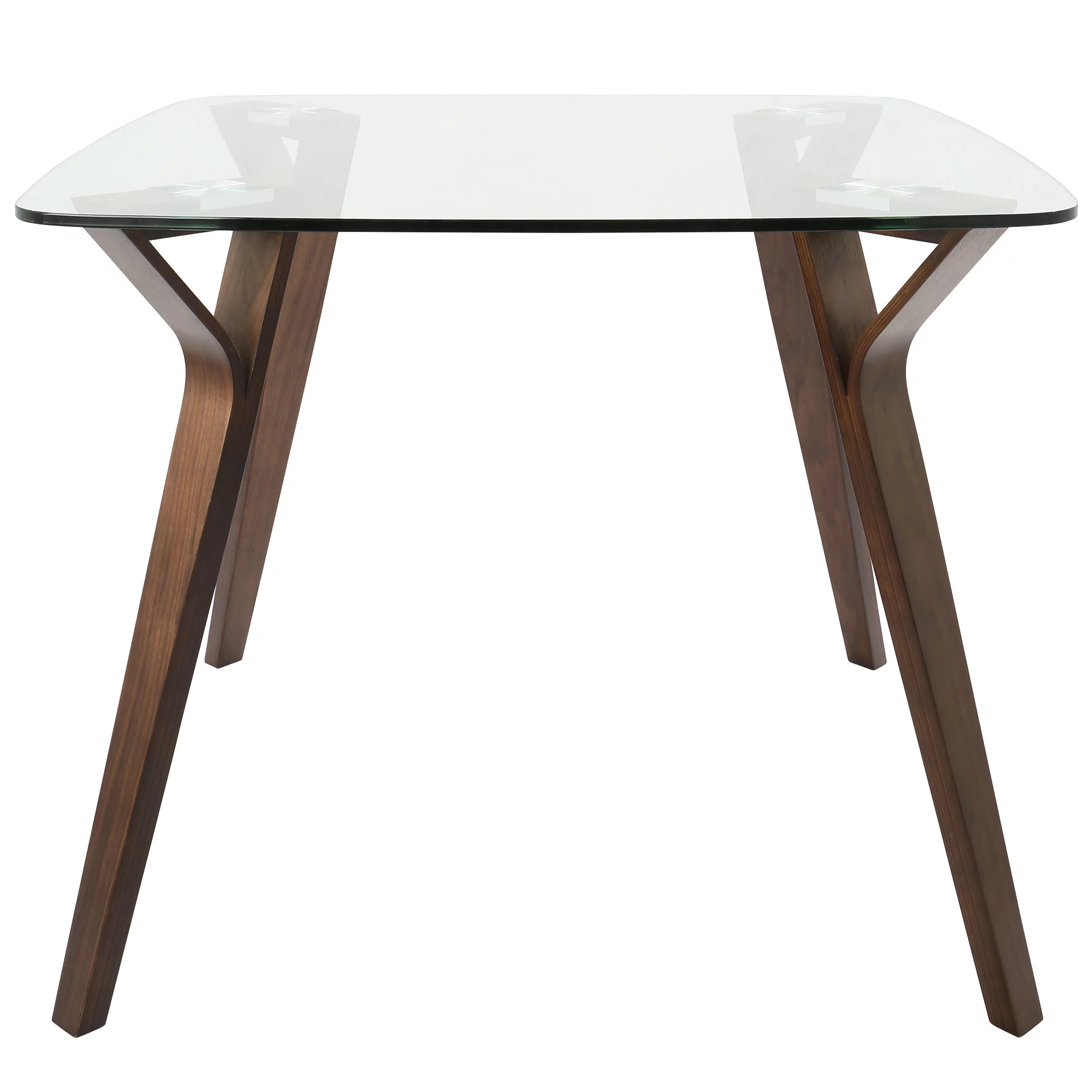 Folia Mid-Century Modern Dining Table in Walnut and Glass by LumiSource