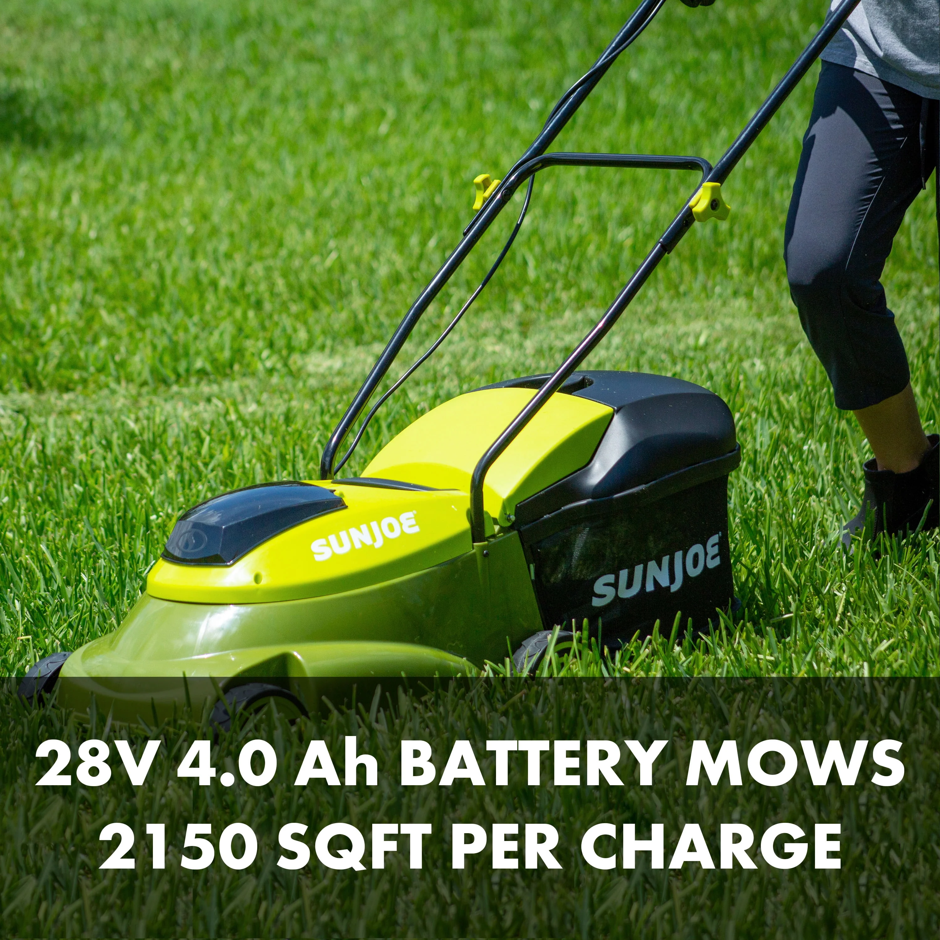 Sun Joe 28V Cordless 14 Brushless Push Lawn Mower, 3-Position, 4.0-Ah