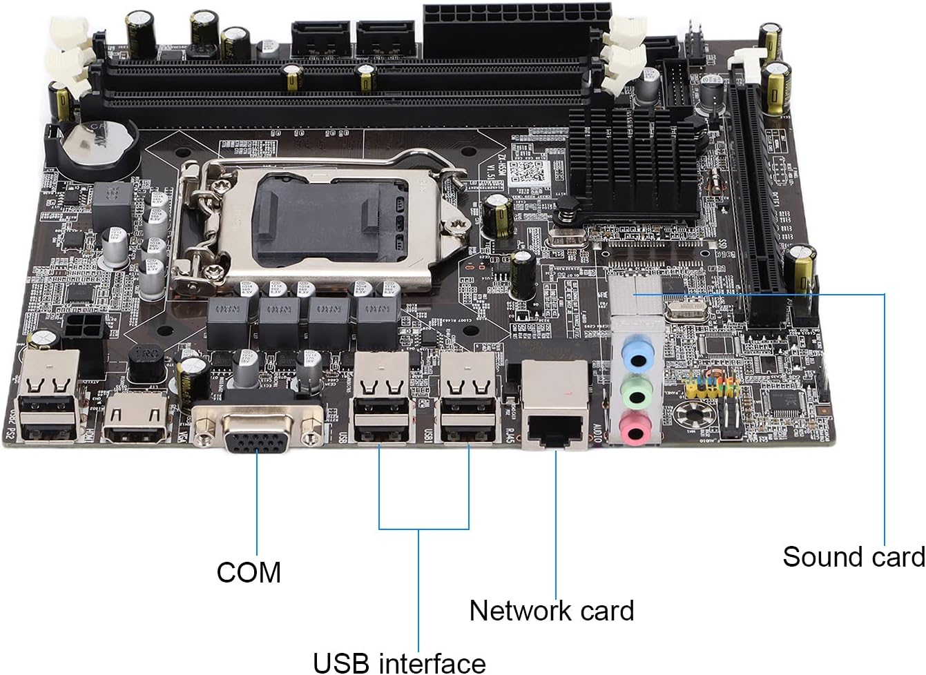 H55 Computer Motherboard, Desktop Mainboard Fit for I7 I5 I3 CPU, LGA 1156,DDR3,Single Dual Channel DDR3 1066/1333/1600, Integrated Graphics Card Sound Card Network Card,PCIE Graphics Slot,2xPCI