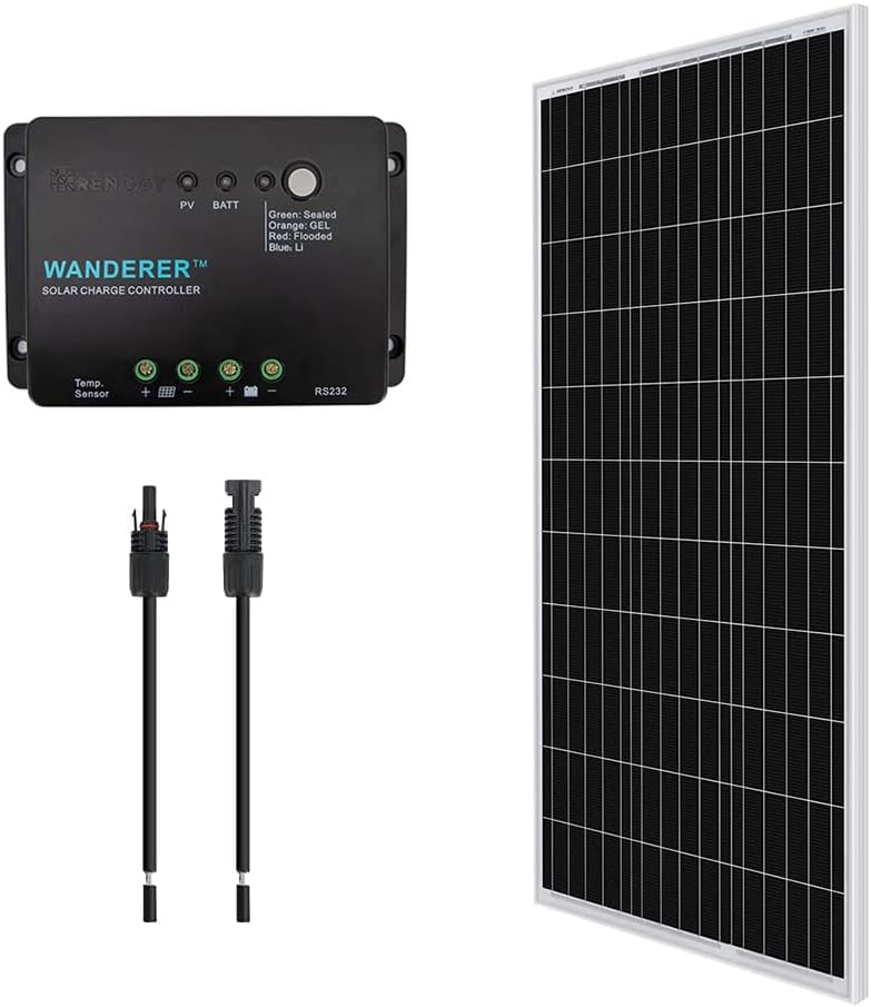 Renogy 200W 12V Monocrystalline Solar Panel Bundle Kit with 200W Solar Panel, 30A Charge Controller, 9in Adaptor Kit, A Pair of Branch Connectors