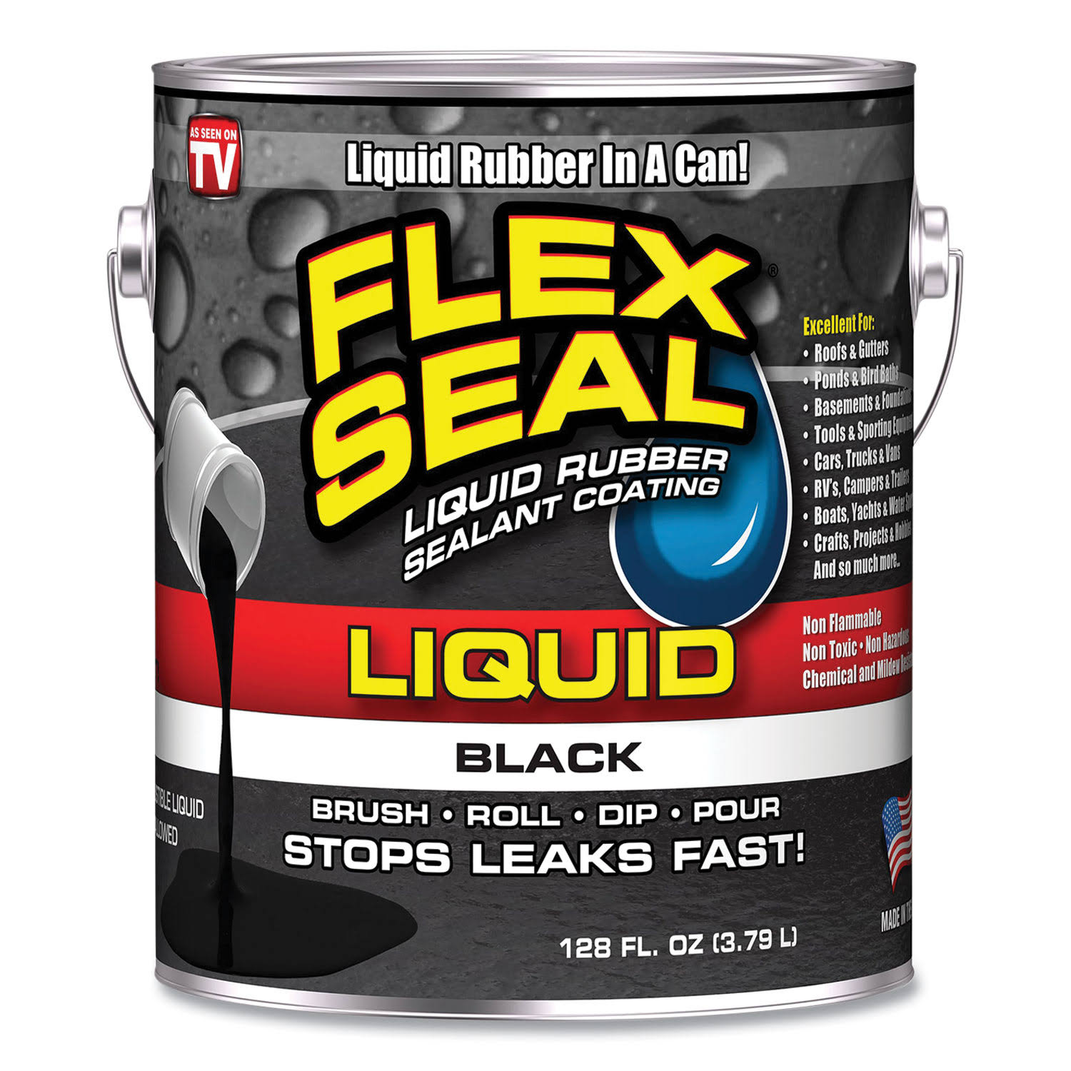 Flex Seal Liquid Rubber Sealant Coating, Black - 128 fl oz can