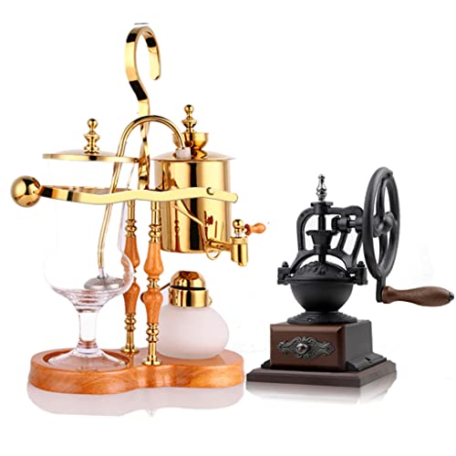 TEMKIN Cafetera Belgium Luxury Royal Family Balance Syphon Coffee Maker Siphon Brewer Elegant Design Retro Style with U handle Glass Siphon Pot for Coffee or Tea Teapots