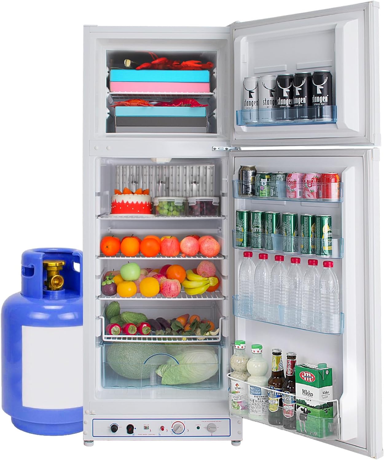 Smad 9.3 cu.ft Propane Refrigerator, Off Grid Propane Refrigerator with Freezer, 110V/Propane Fridge Freezer, Gas Fridge for Garage,RV,Food Truck,Chalets Use