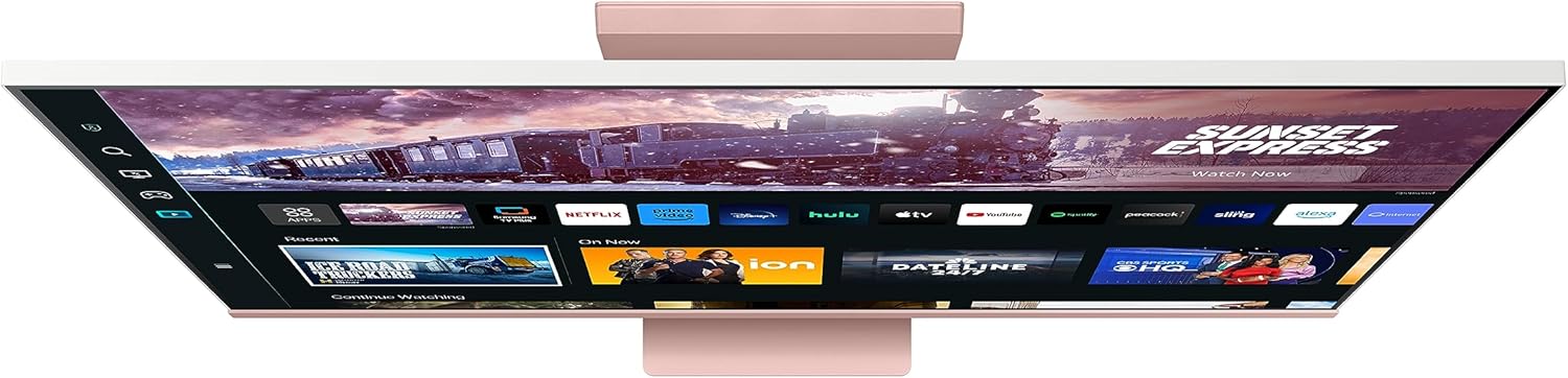 SAMSUNG 27" M80C UHD HDR Smart Computer Monitor Screen with Streaming TV, Slimfit Camera Included, Wireless Remote PC Access, Alexa Built-in (LS27CM80PUNXZA), Sunset Pink