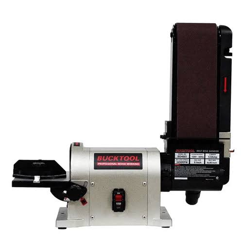 BUCKTOOL Belt Disc Sander 4 in. x 36 in. Belt and 6 in | Disc Sander Benchtop with 3/4HP Direct-Drive Motor and Portable Al Base