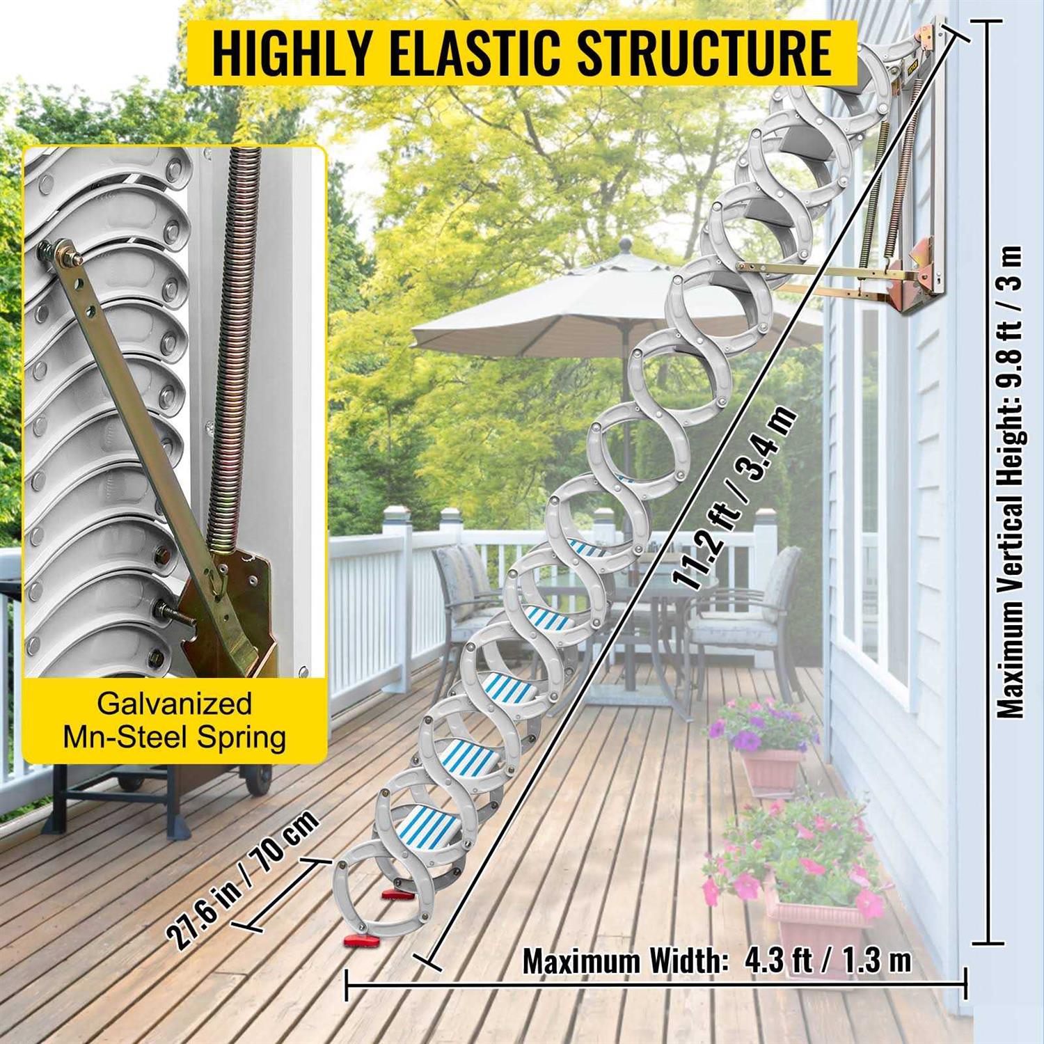 VEVOR Attic Steps Pull Down 12 Steps Attic Stairs Alloy Attic Access Ladder - Shop Hardware Tools Online Store