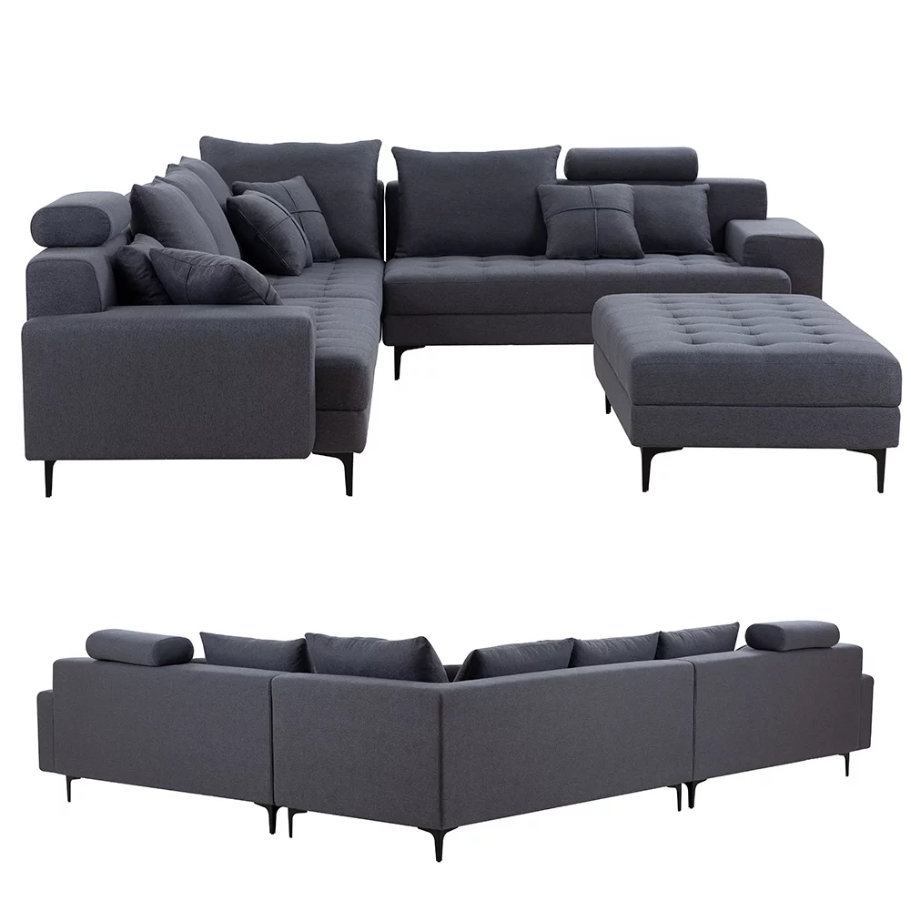Kevinplus Modular Sectional Sofa Set Oversized U Shaped Couch with Storage Ottoman Convertible Sleeper Sectional Sofa Fabric Modular Couch with Wide Chaise