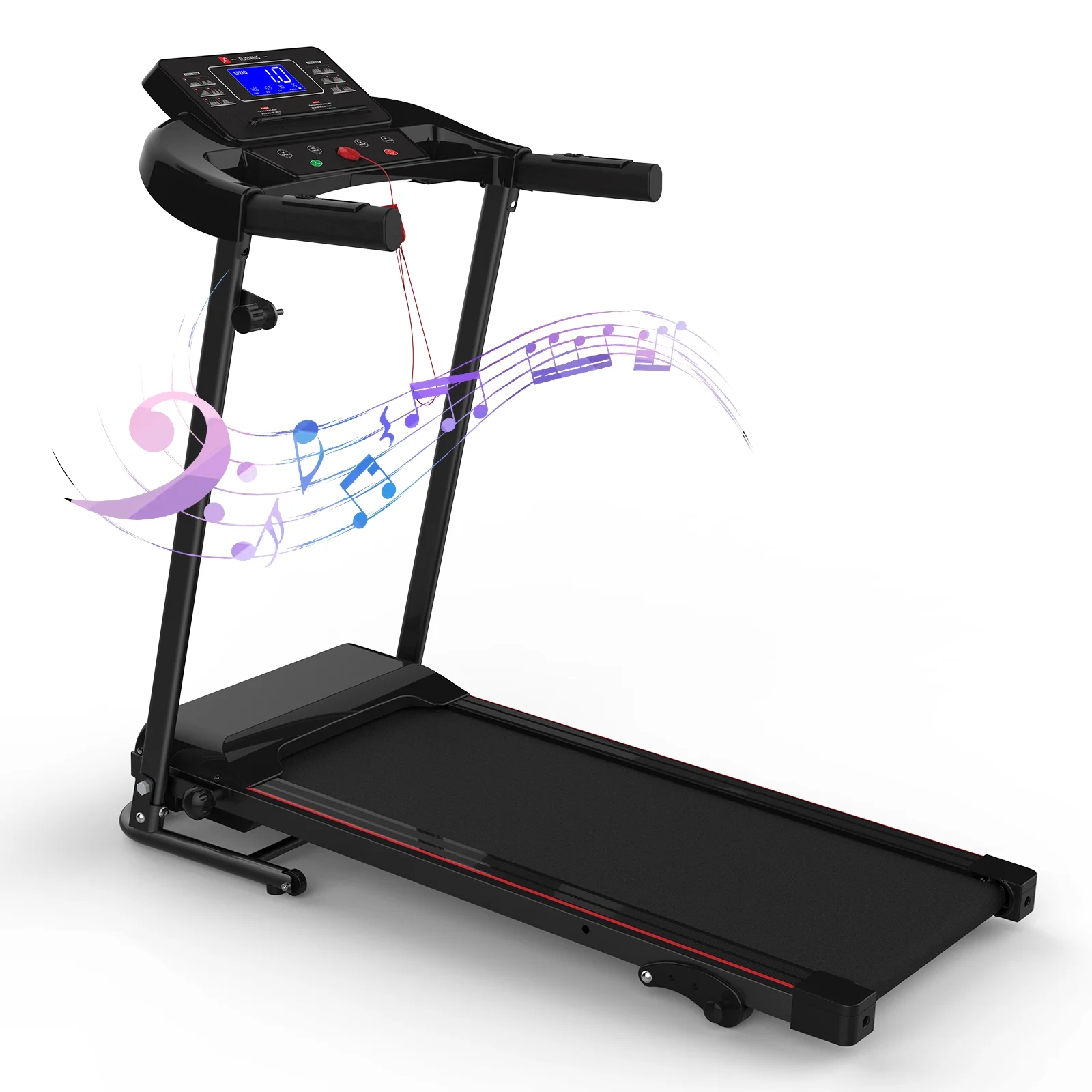 OEBNSKY Folding Incline Treadmill for Home with Smart LCD Display, 265lbs, 12 Programs 3 Modes, MP3 Music Speaker, 2.5HP Electric Foldable Treadmill Running Machine