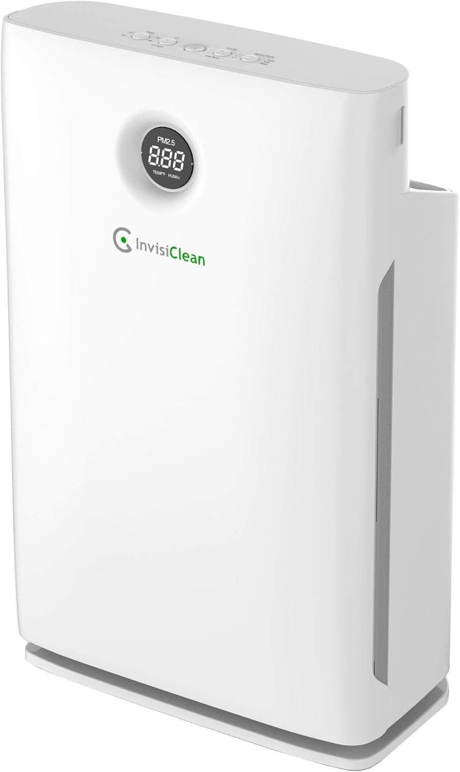InvisiClean Claro Air Purifier &ndash; Covers 1500 Sq Ft - 4-in-1 H13 True HEPA, Ionizer, Carbon + UV-C Light - Air Purifier for Allergies & Pets, Home, Large Rooms, Smokers, Mold, Dust, Allergens, Odors, and Viruses - IC-4524