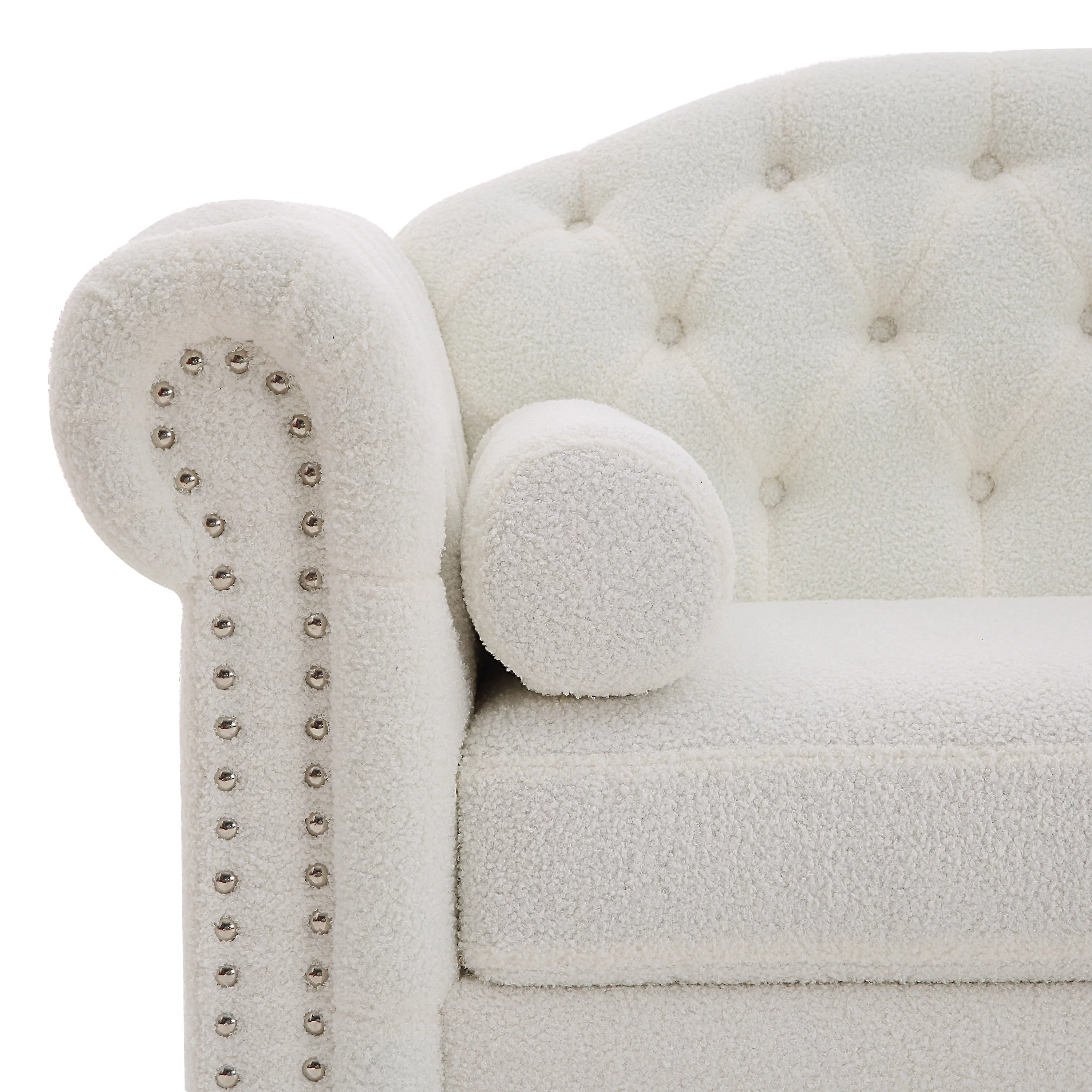 Chesterfield Teddy Velvet Button Tufted Sofa, Upholstered Couch with Nailhead Arms and Rubber Wood Legs for Living Room Office Bedroom