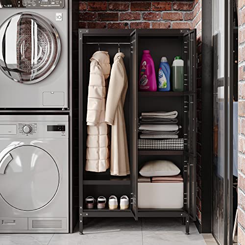 Metal Storage Cabinet, Storage Locker Employees Locker with 4 Doors, 55" Height Steel Cabinet with Lockable Doors, Storage Cabinet with Adjustable Feet for Home Office Gym.
