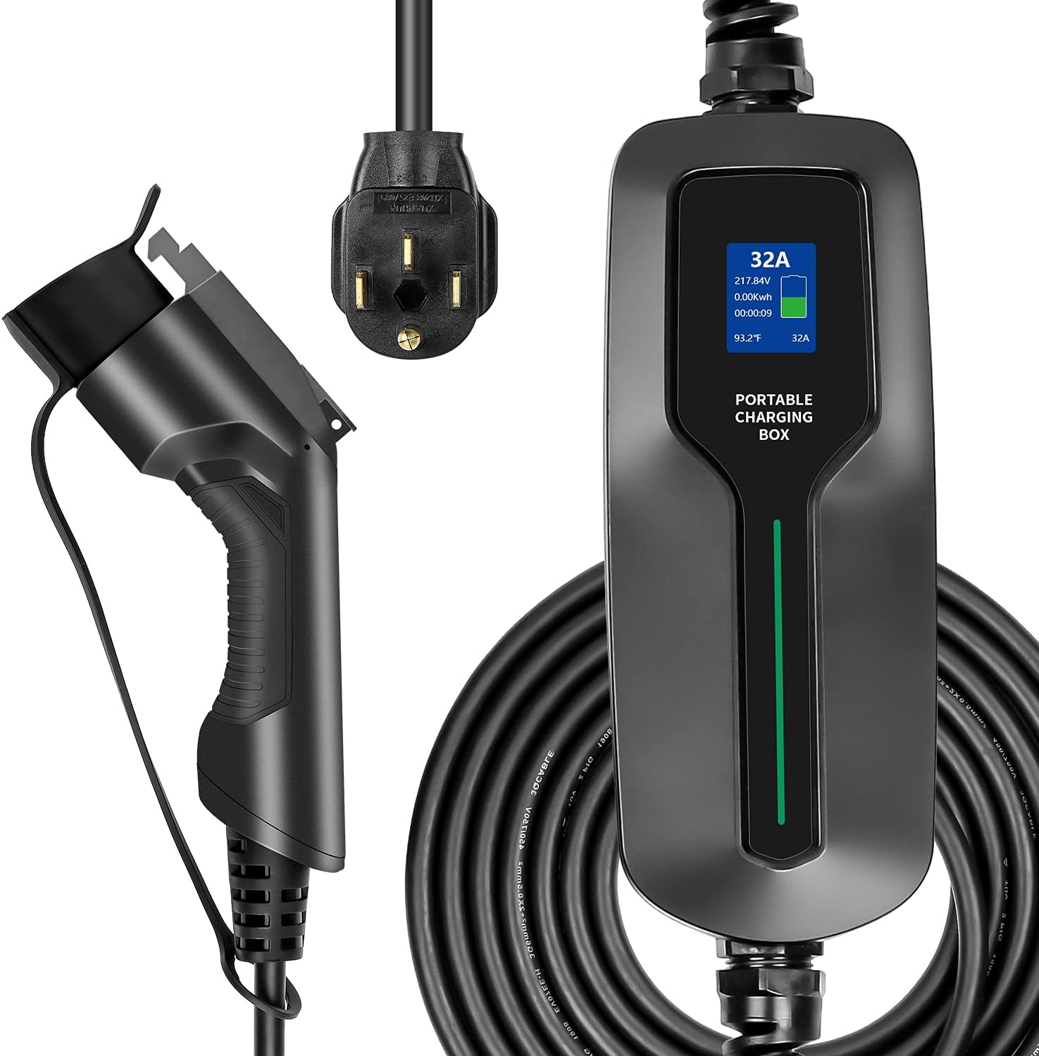 Elecvlife Level 2 EV Charger 110V-240V Home Electric Vehicle 16A J1772 NEMA 6-20 3.68KW Charging Station Electric Car NEMA 5-15 to NEMA 6-20 Adapter 25FT with EV Car (16A)