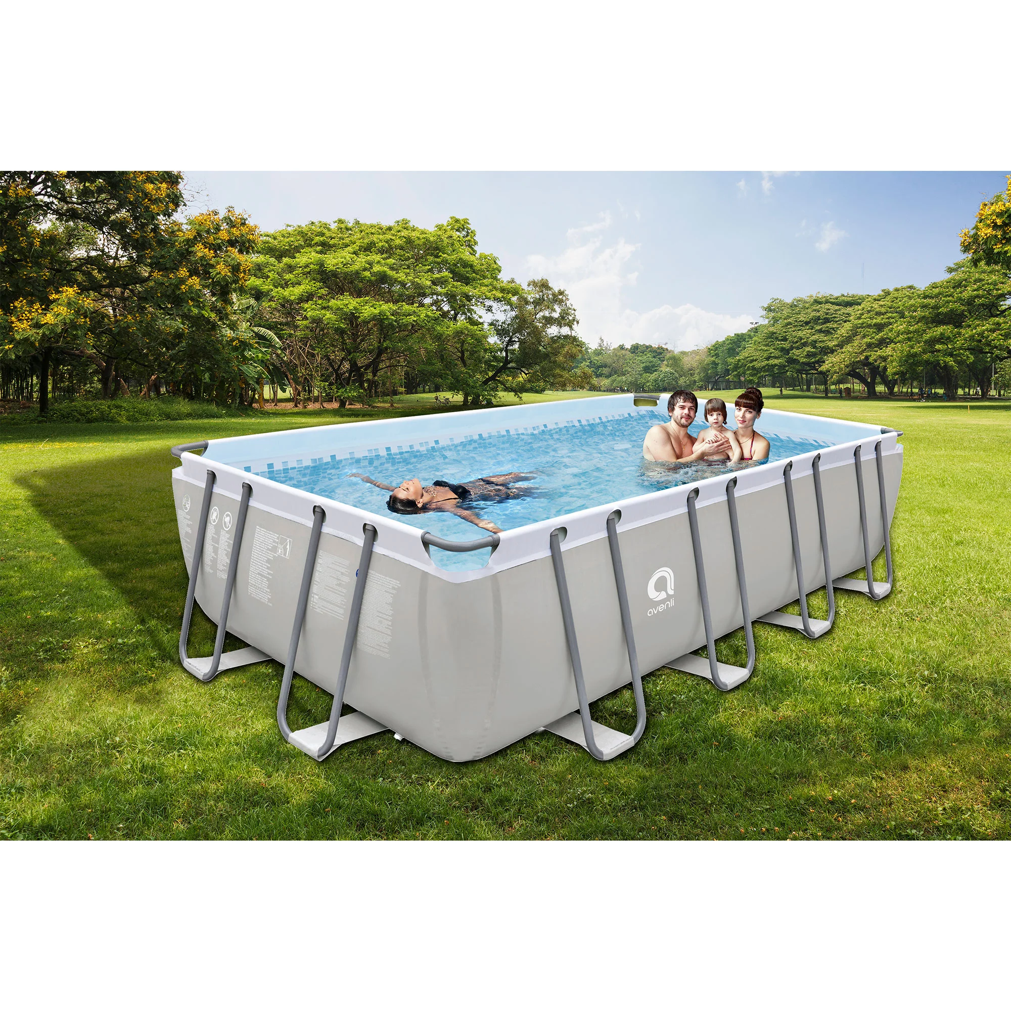 JLeisure 17776 18 x 10 Foot Above Ground Steel Frame Swimming Pool, Gray