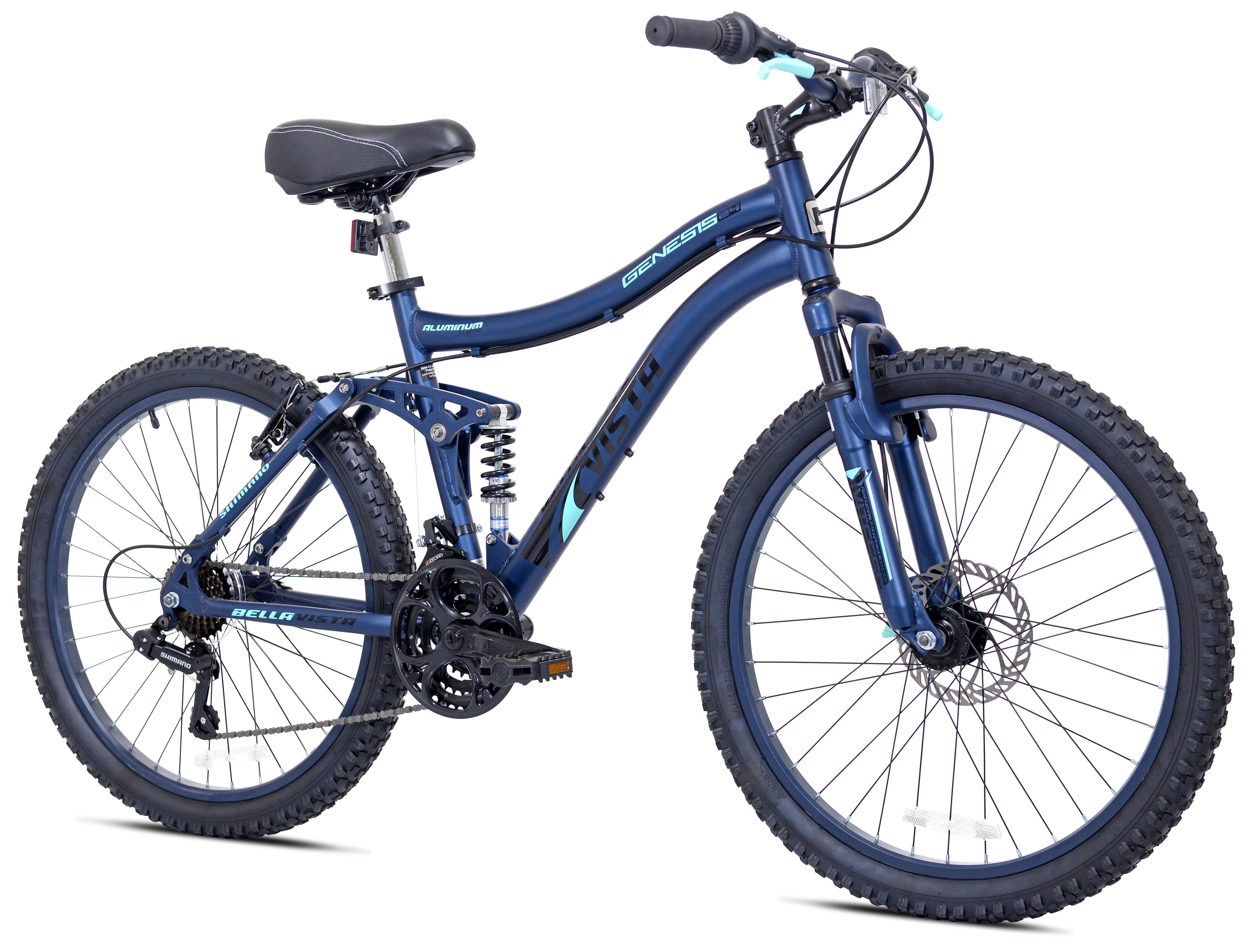 Genesis 24" Bella Vista Girl's Full Suspension Tween/Teen Mountain Bike, Blue