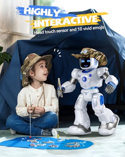 Ruko 1088 Smart Robots for Kids, Large Programmable Interactive RC Robot with Voice Control, APP Control, Boys & Girls, Blue & Pink